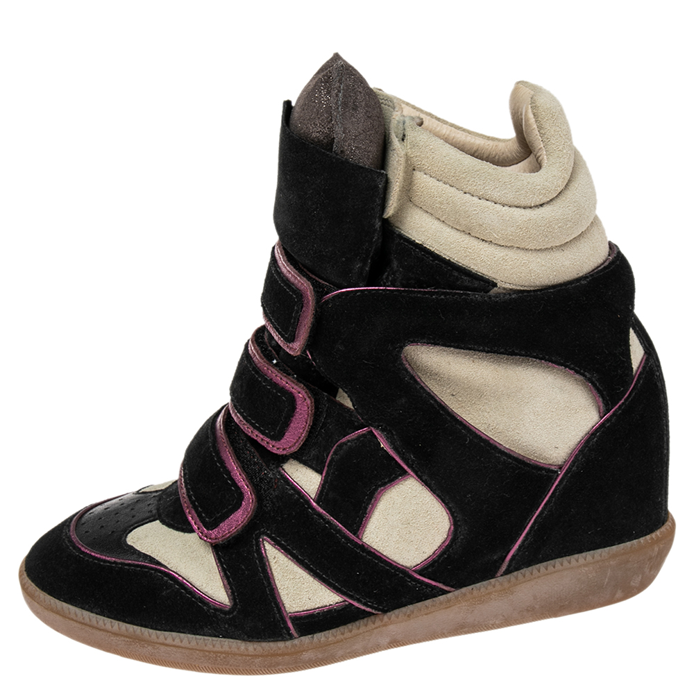 

Isabel Marant Metallic Multicolor Suede Bekett Wedge Sneakers Size