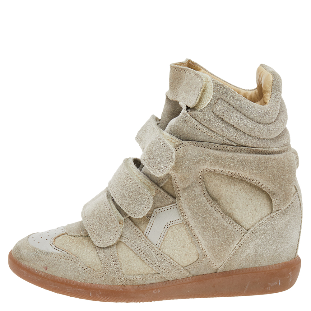 

Isabel Marant Grey Suede and Leather Bekett Wedge Sneakers Size