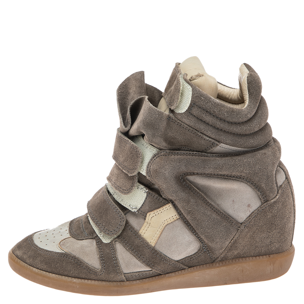 

Isabel Marant Grey Suede And Leather Bekett High Top Sneakers Size