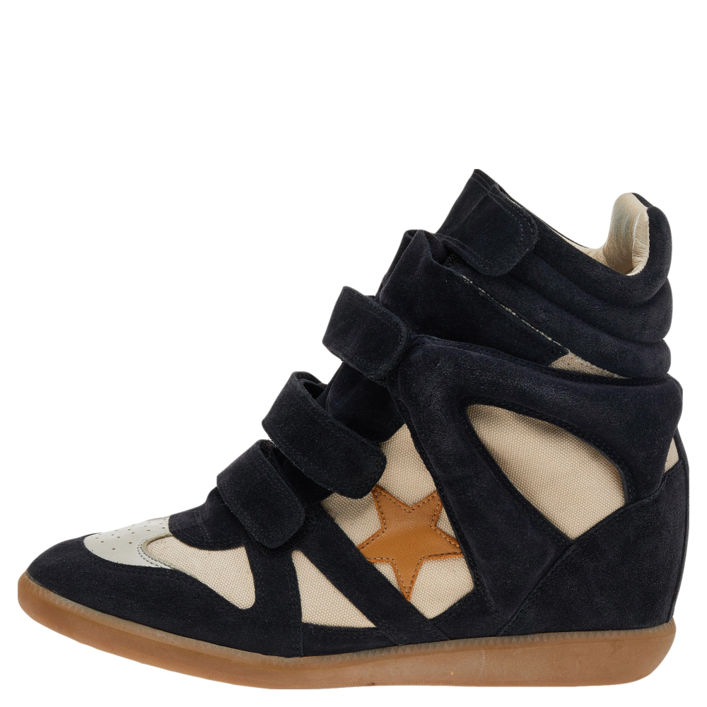 

Isabel Marant Black/Beige Suede And Leather Bekett Wedge Sneakers Size
