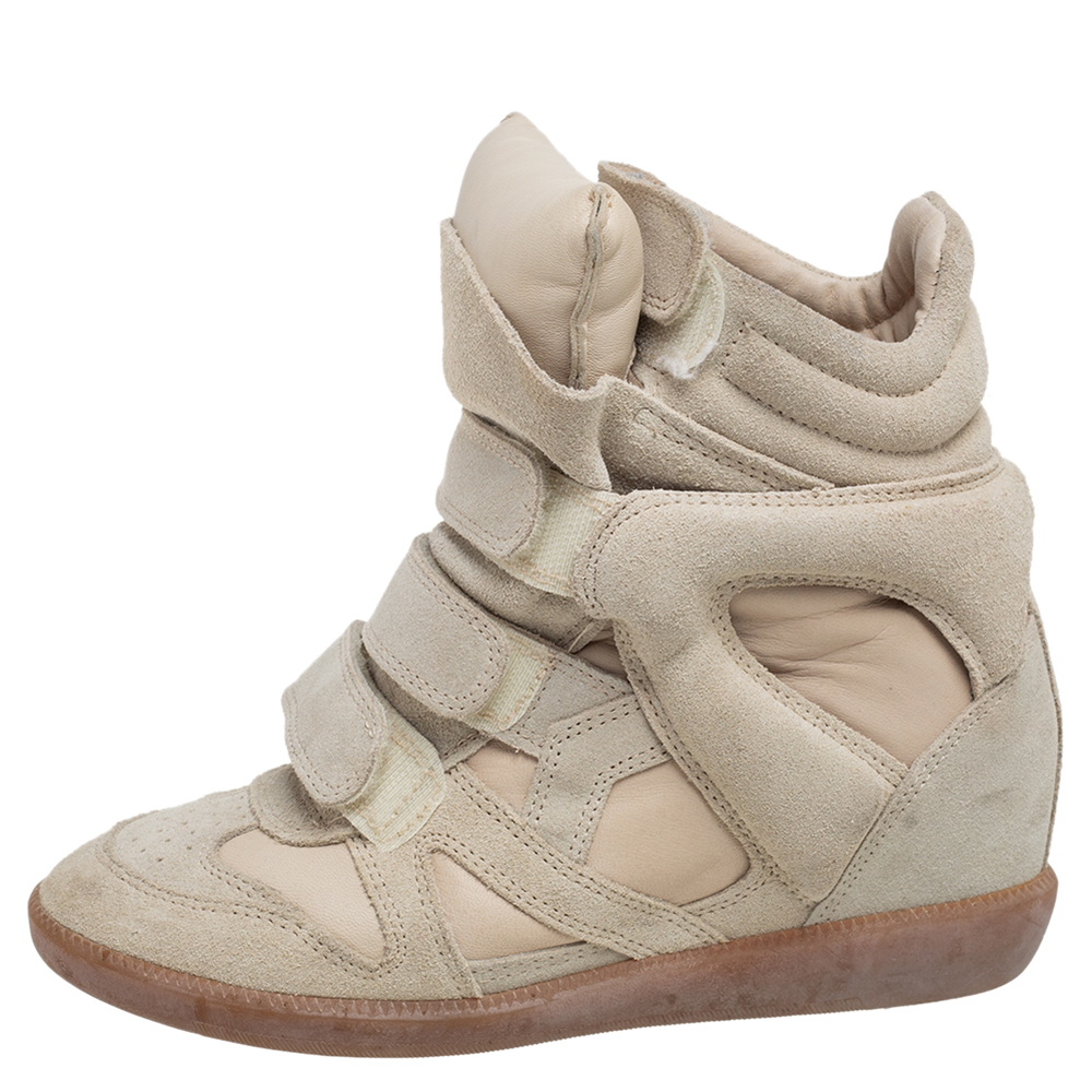 

Isabel Marant Grey Suede and Leather Bekett Wedge Sneakers Size