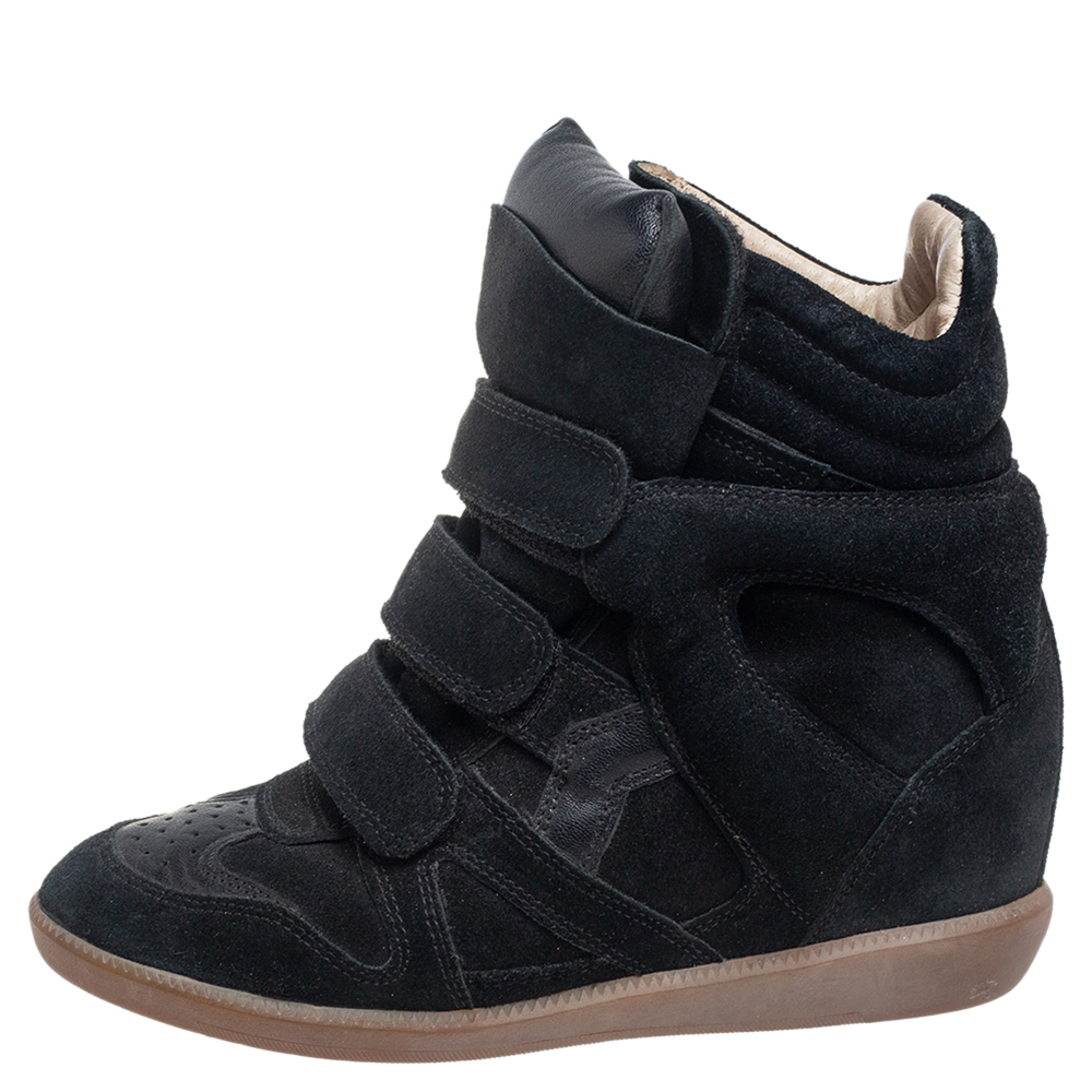 

Isabel Marant Black Suede and Leather Bekett Wedge Sneakers Size