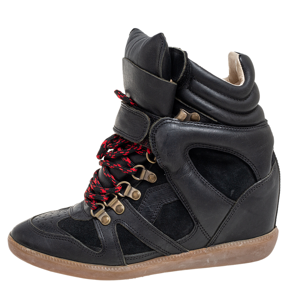 

Isabel Marant Black Suede And Leather Tibetan High-Top Sneakers Size