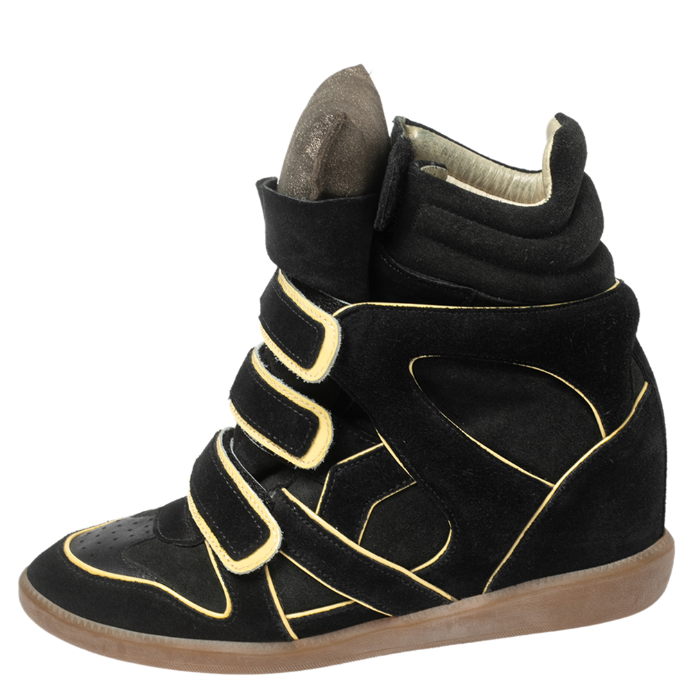 

Isabel Marant Black Suede And Leather High Top Wedge Sneakers Size