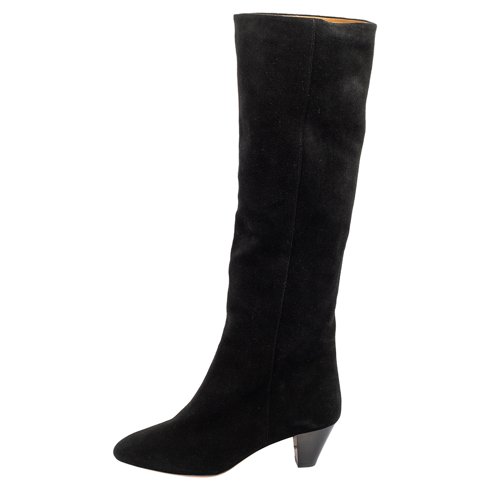 

Isabel Marant Black Suede Robby Calf Length Boots Size