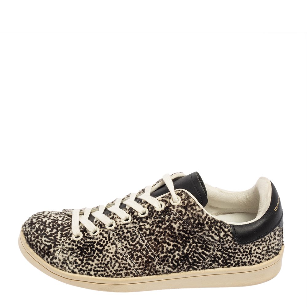 

Isabel Marant Monochrome Animal Print Calf Hair Bart Low-Top Sneakers Size, Black