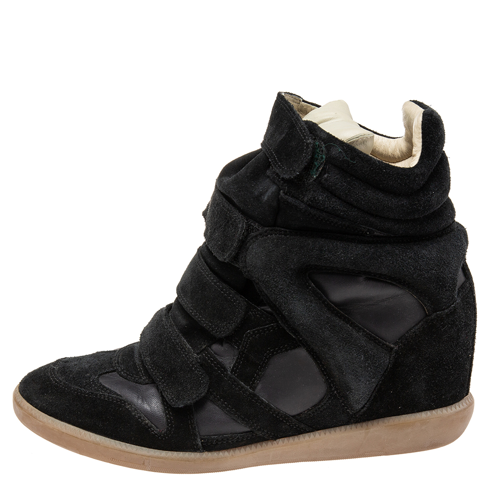 

Isabel Marant Black Suede and Leather Bekett Wedge Sneakers Size