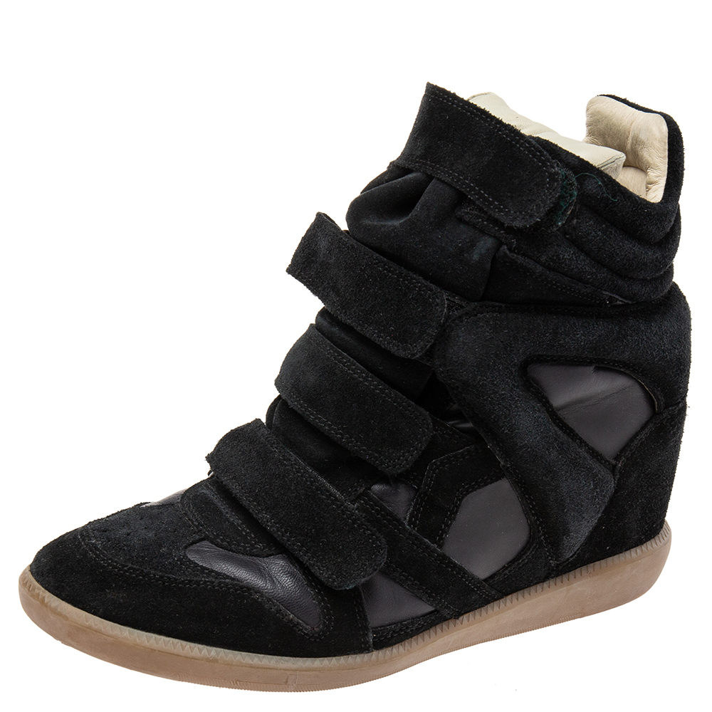 Illustreren Onvoorziene omstandigheden passage Isabel Marant Black Suede and Leather Bekett Wedge Sneakers Size 41 Isabel  Marant | TLC