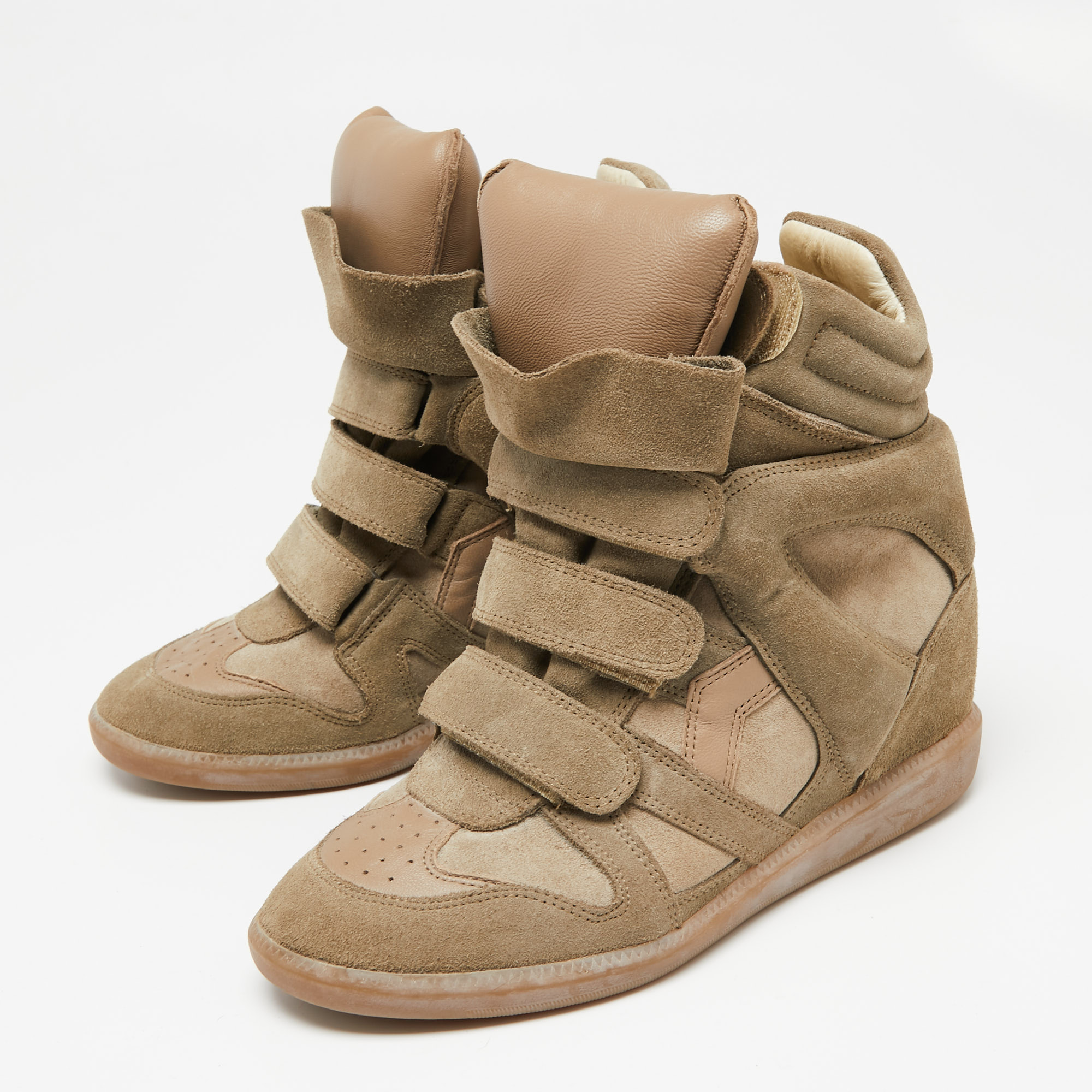 

Isabel Marant Beige Suede Beckett Wedge Sneakers Size