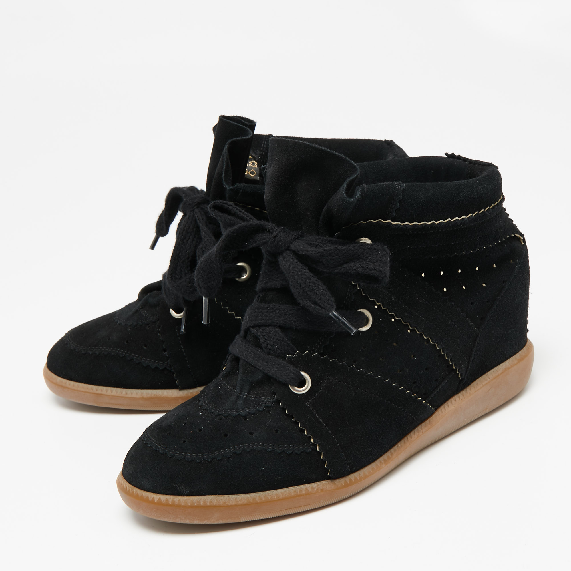 

Isabel Marant Black Suede Bobby Wedge Sneakers Size