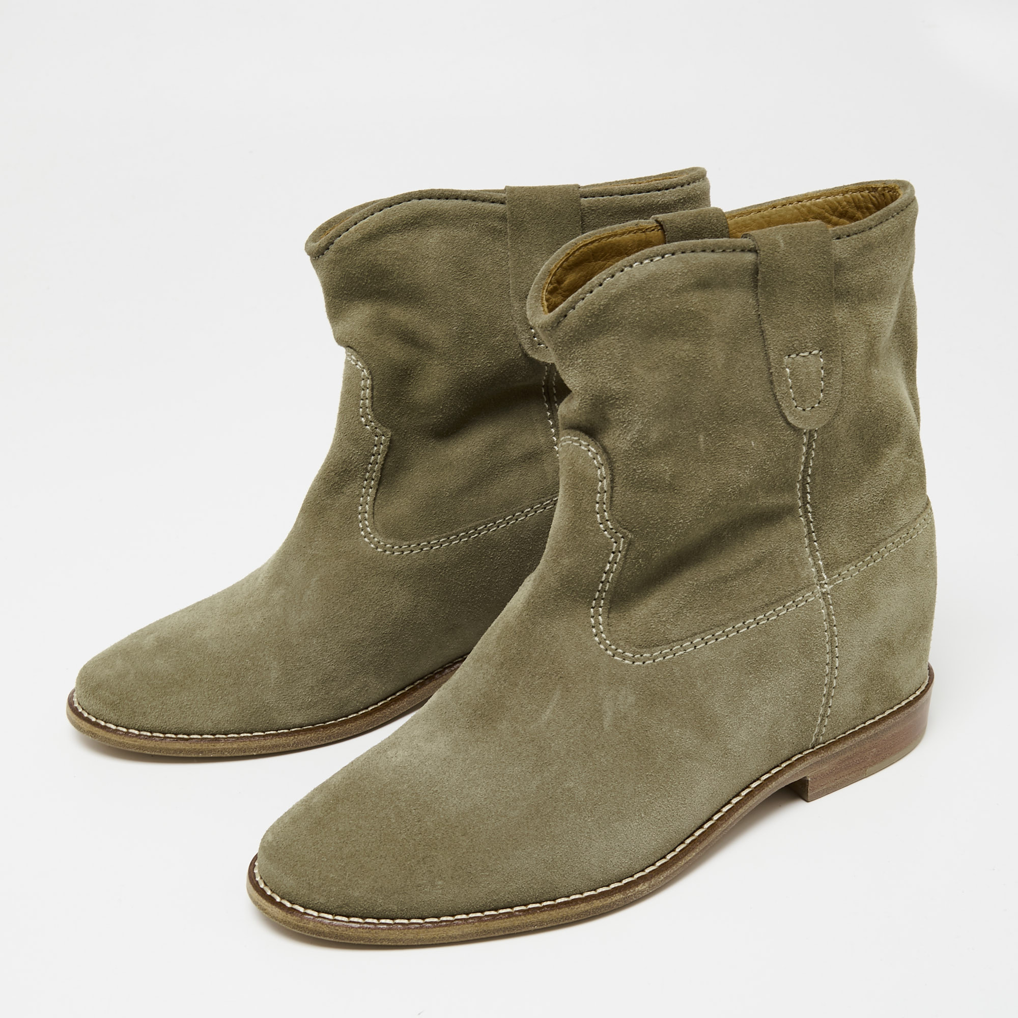 

Isabel Marant Olive Green Suede Ankle Boots Size