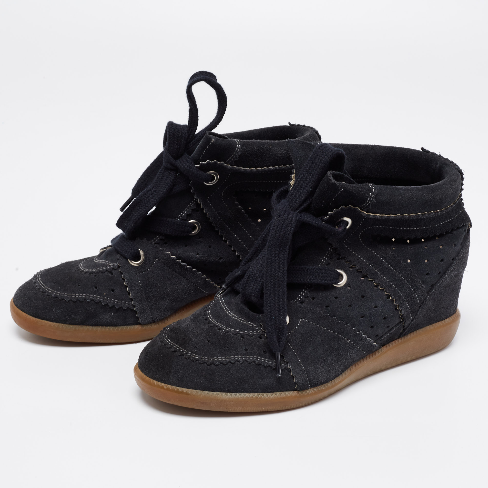 

Isabel Marant Black Suede Bobby Wedge Sneakers Size