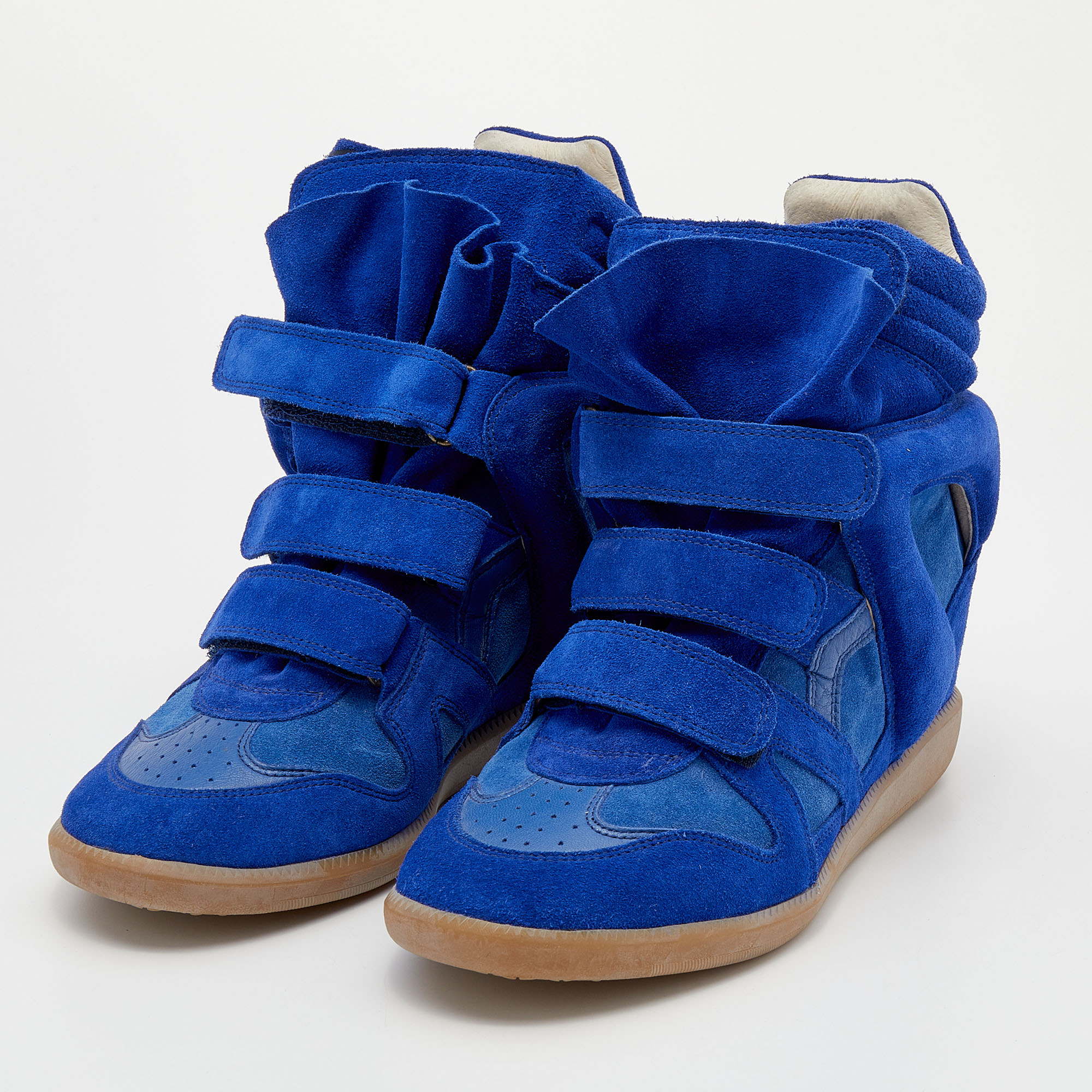 

Isabel Marant Blue Suede And Leather Bekett Wedge Sneakers Size