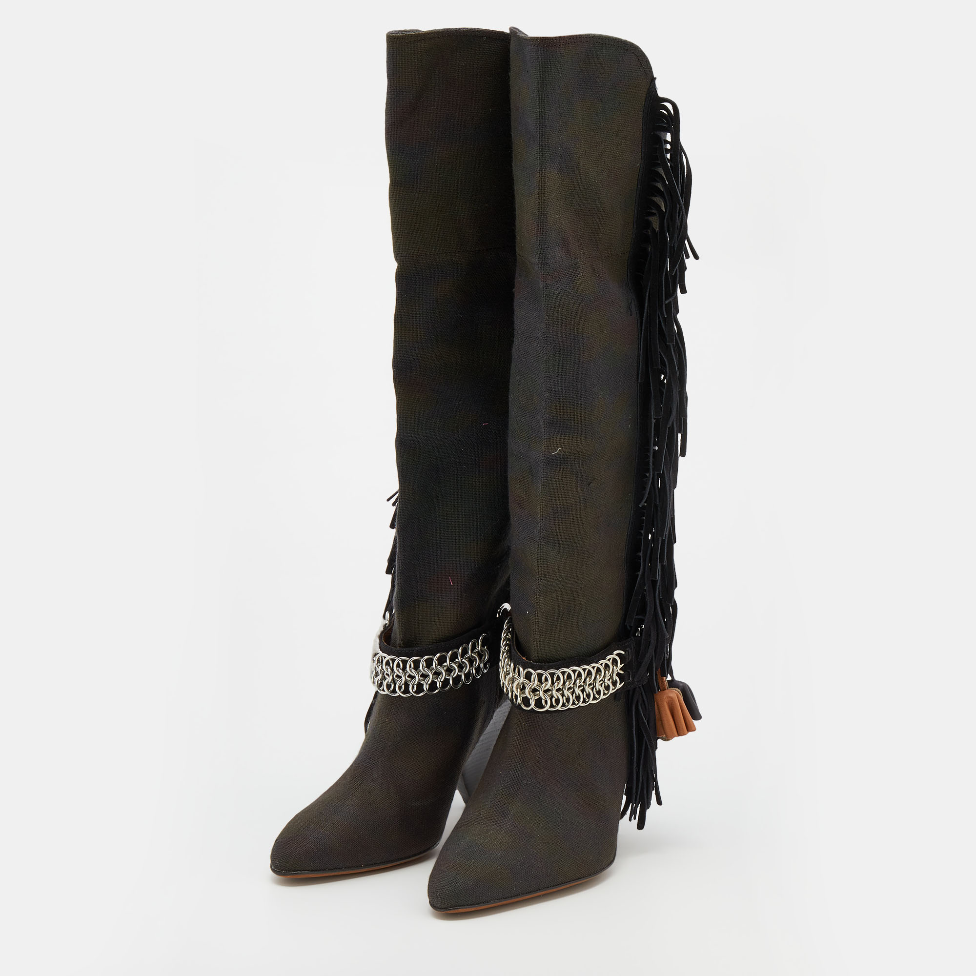 

Isabel Marant Multicolor Canvas and Leather Knee Length Boots Size