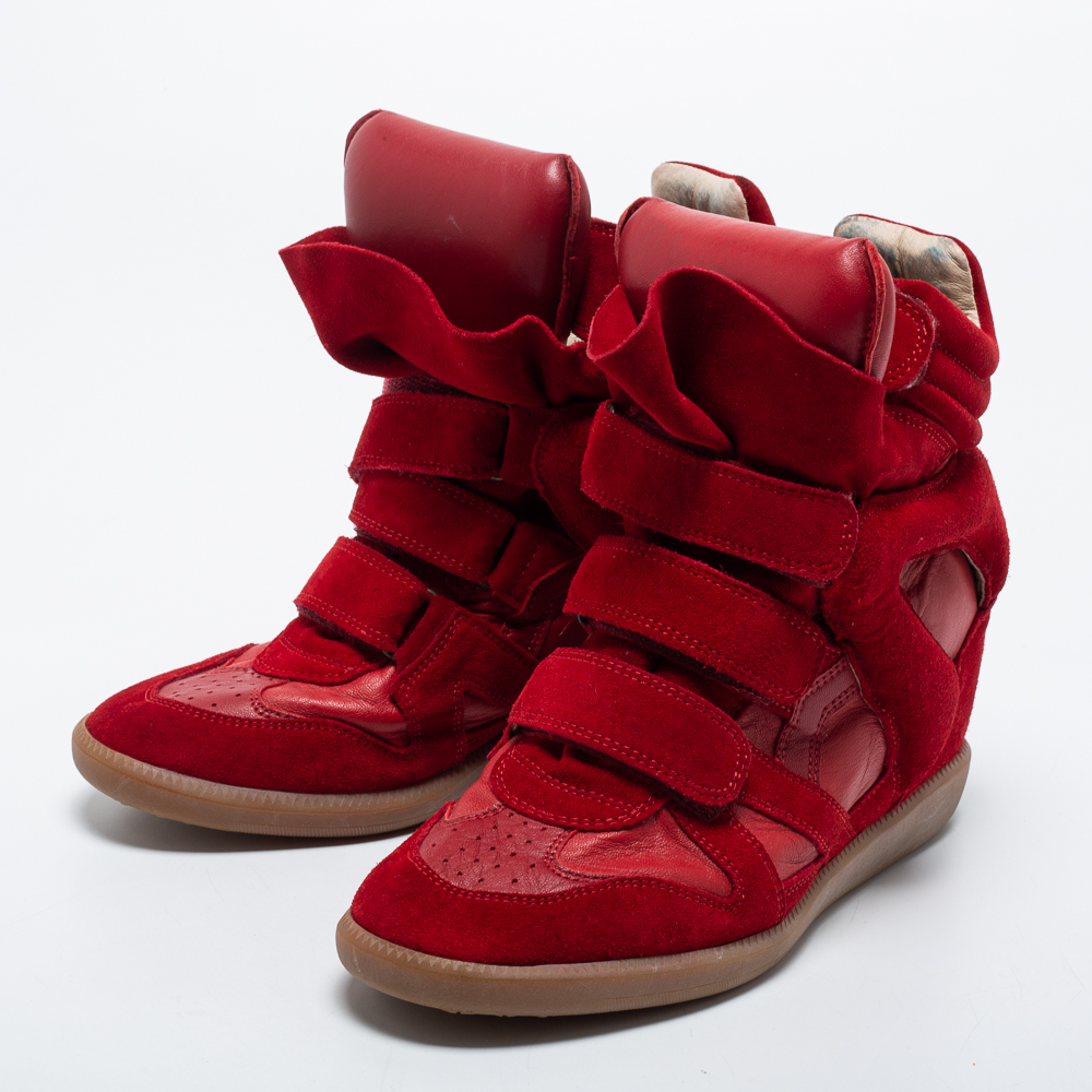 

Isabel Marant Red Suede and Leather Bekett Wedge Sneakers Size