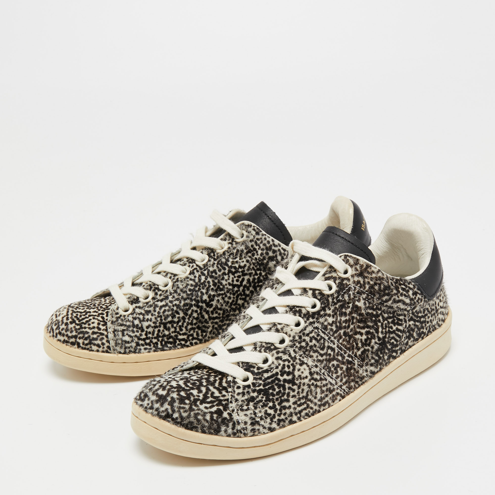 

Isabel Marant Tricolor Calf Hair Low Top Sneakers Size, Brown