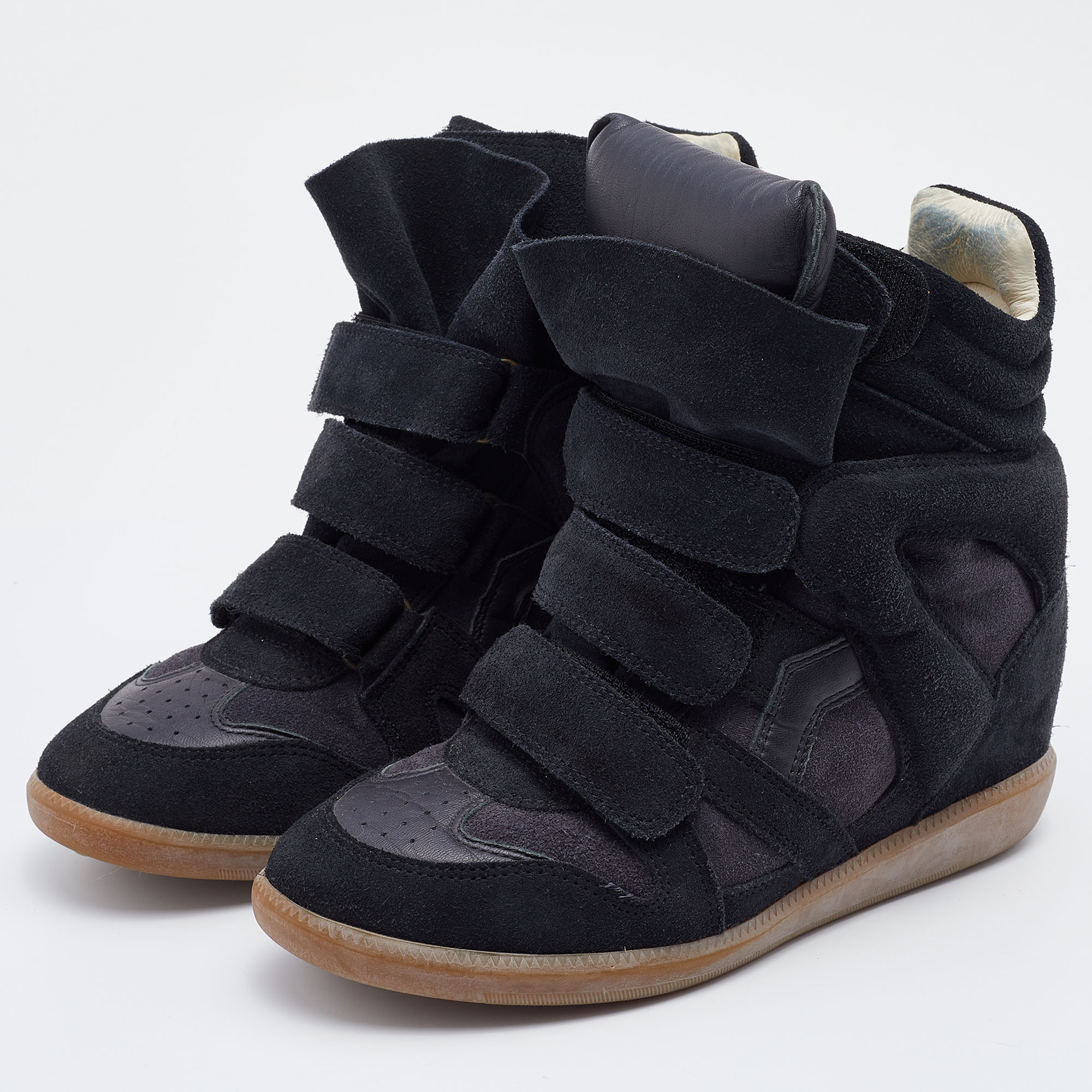 

Isabel Marant Black/Grey Suede And Leather Beckett Wedge Sneakers Size