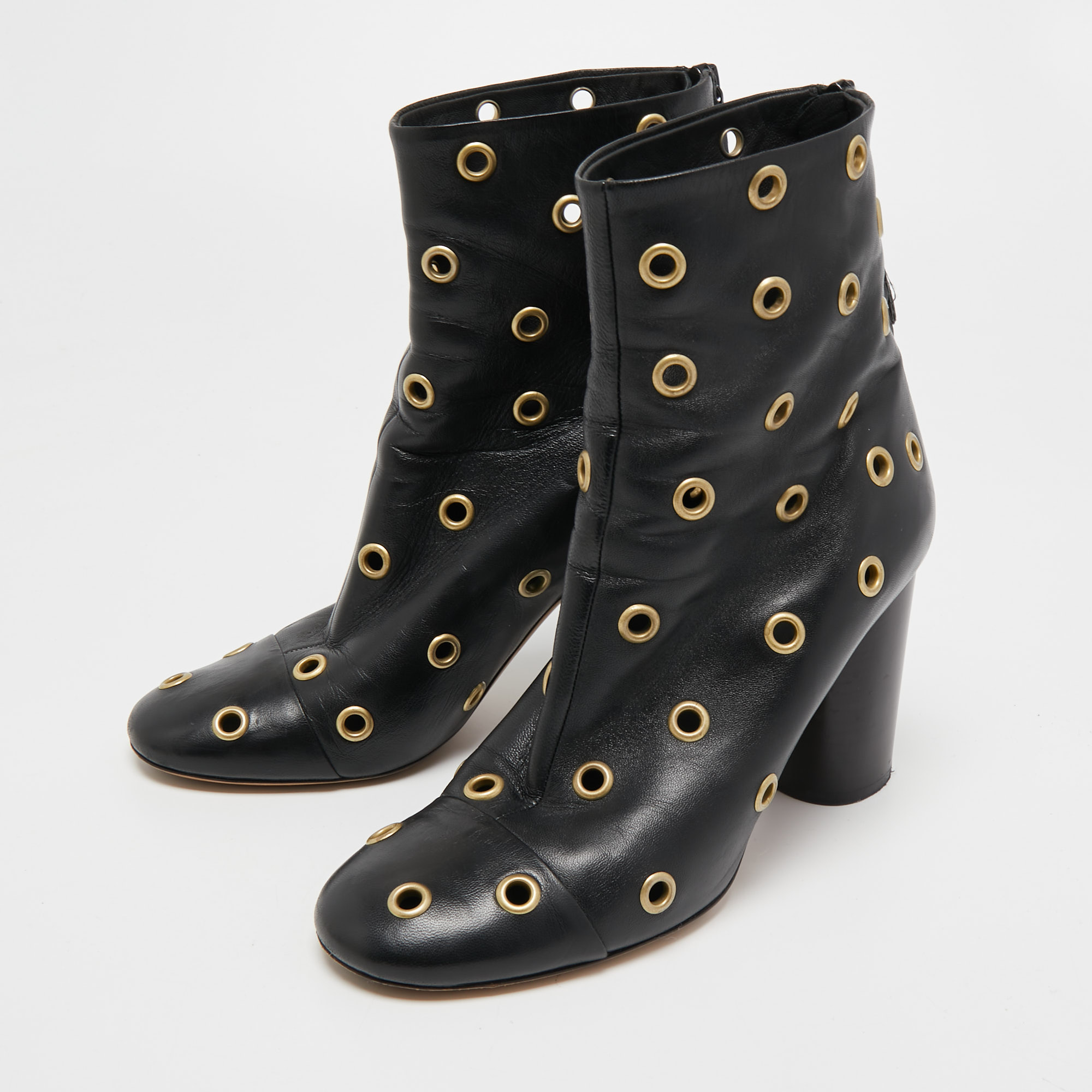 

Isabel Marant Black Leather Eyelet Detail Ankle Boots Size