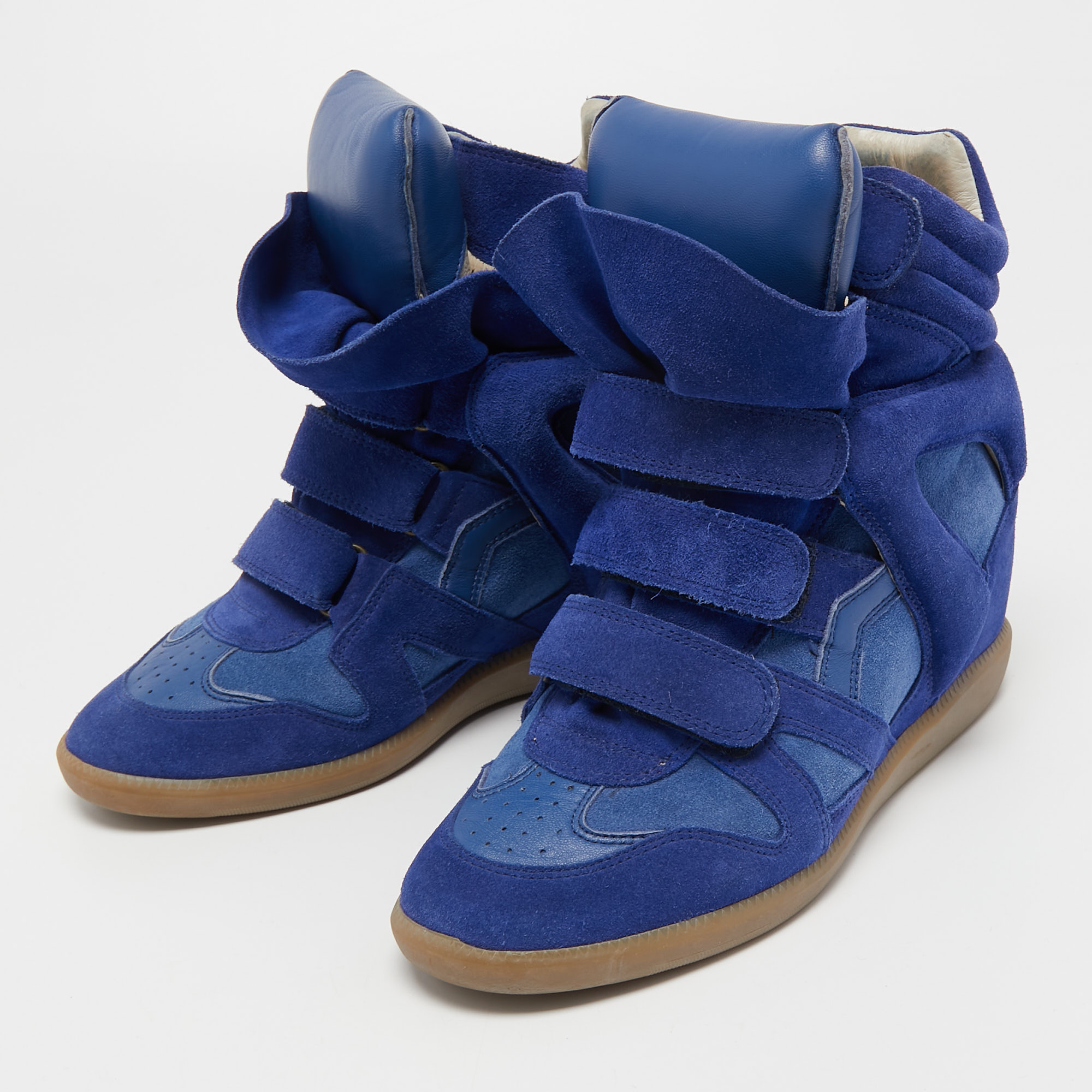 

Isabel Marant Blue Suede and Leather Beckett Wedge Sneakers Size