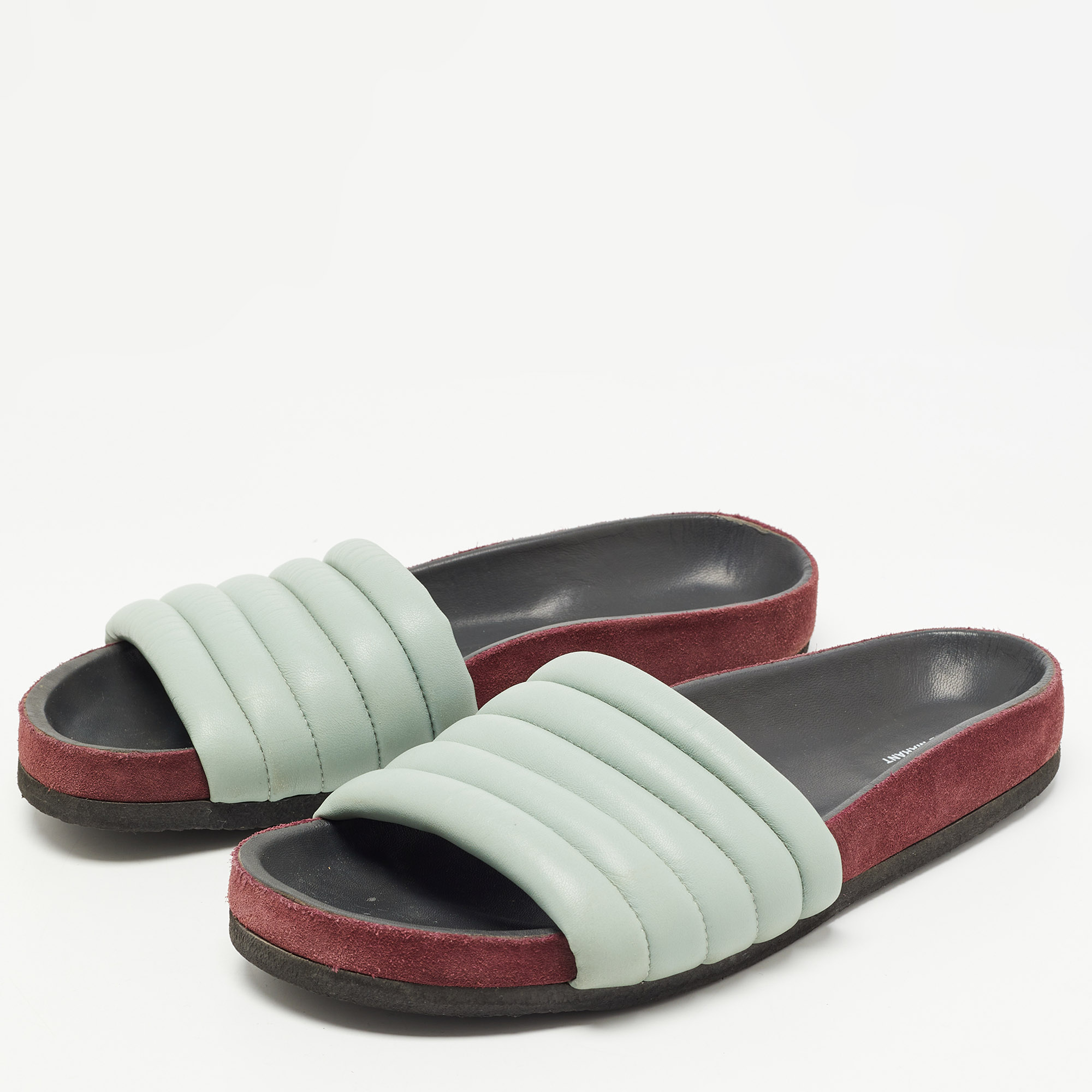 

Isabel Marant Mint Green Leather Hellea Slides Size