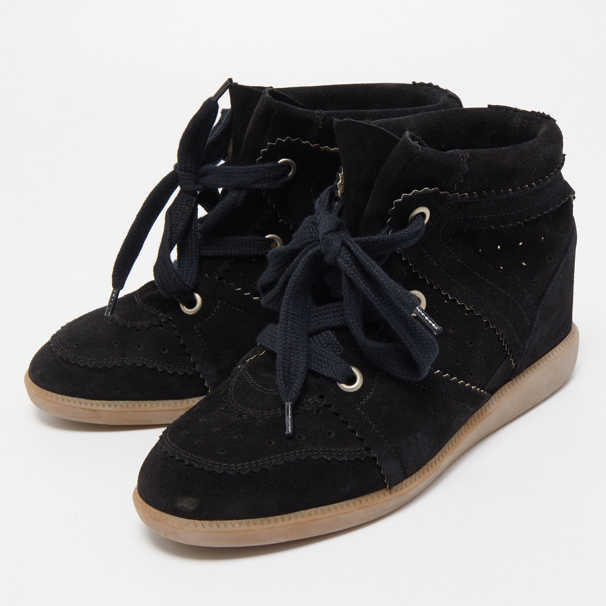 

Isabel Marant Black Suede Bobby Wedge Sneakers Size