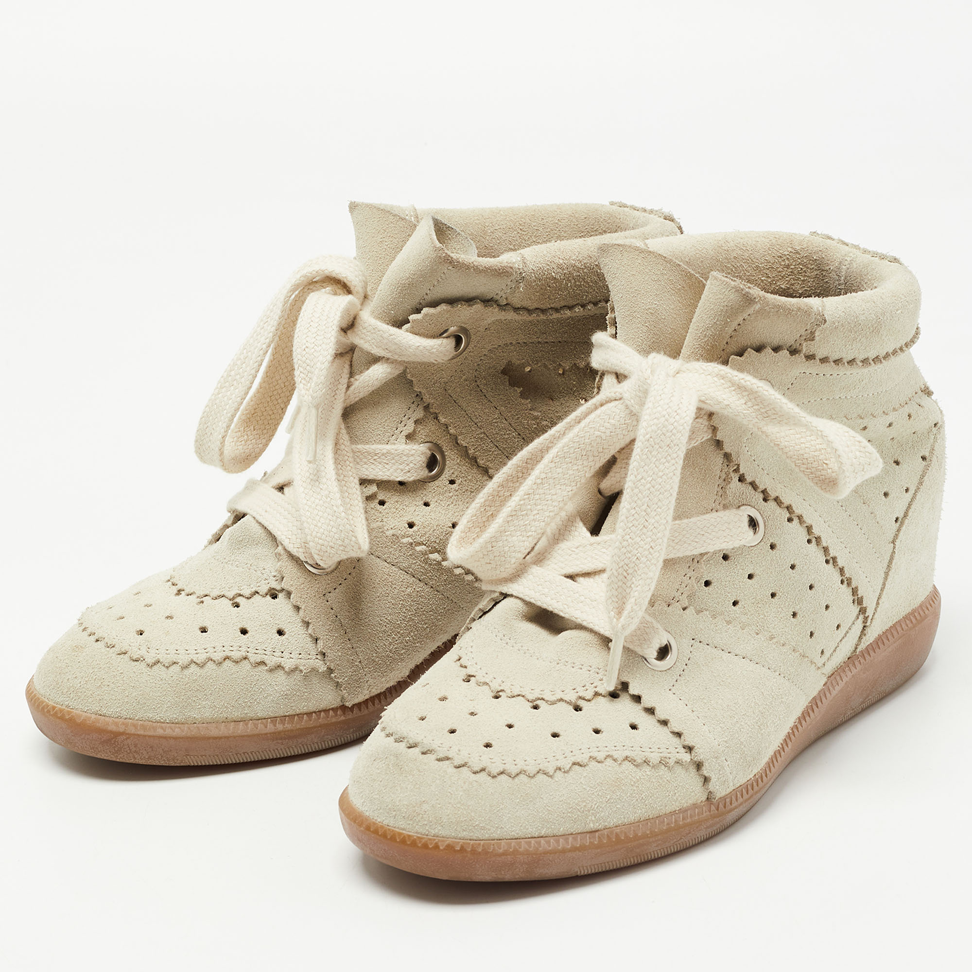 

Isabel Marant Grey Suede Bobby Wedge High Top Sneakers Size