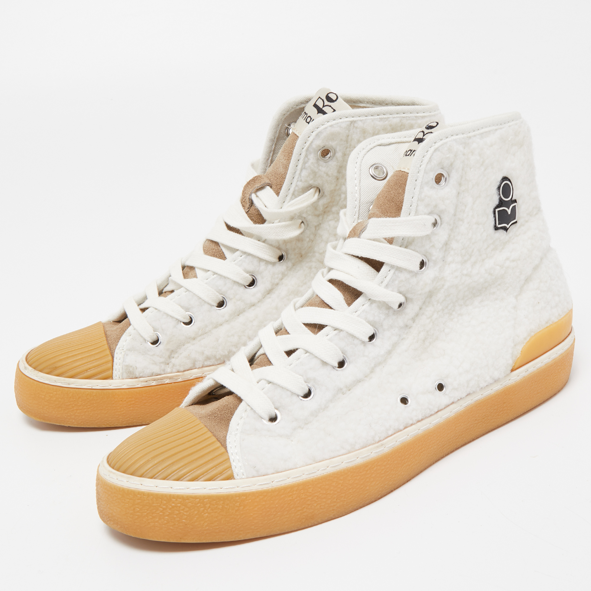 

Isabel Marant White/Beige Wool and Suede High Top Sneakers Size