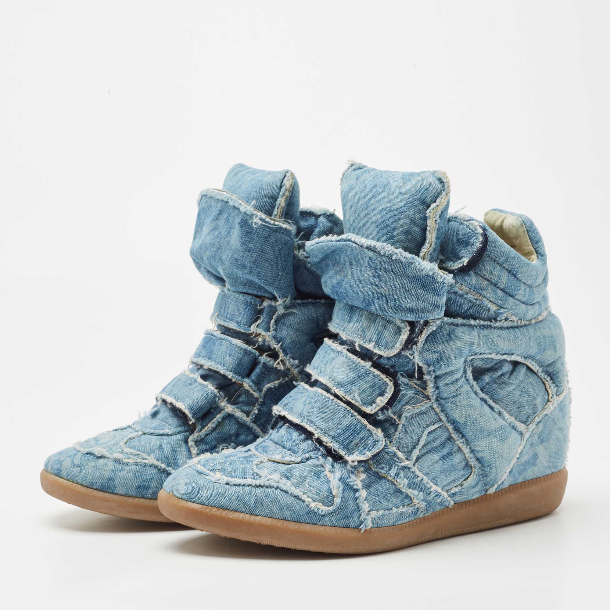 

Isabel Marant Blue Denim Bekett Wedge Sneakers Size