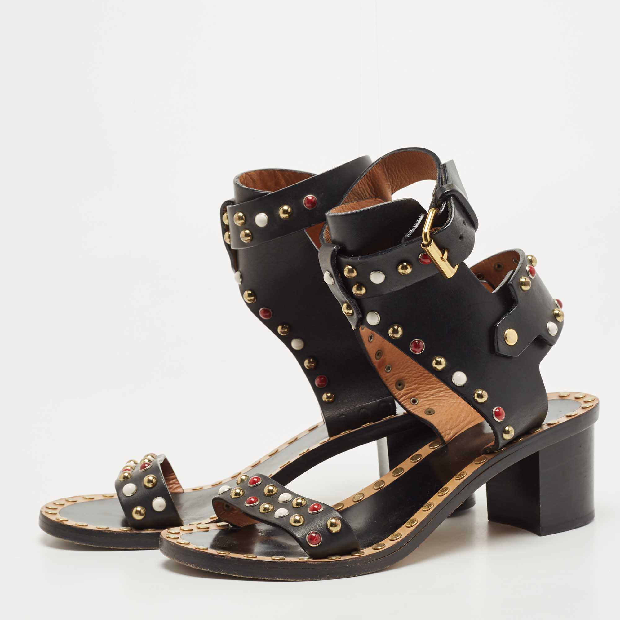 

Isabel Marant Black Leather Jaeryn Ankle Strap Sandals Size