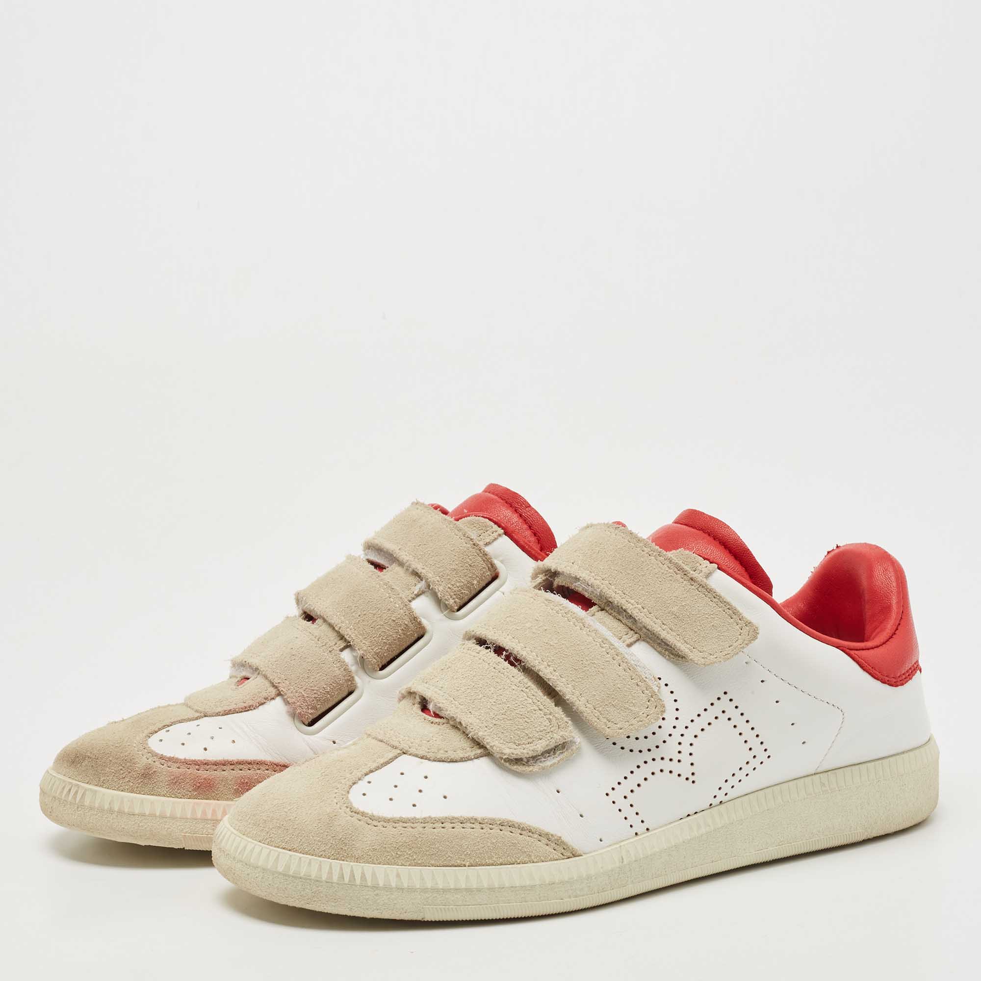 

Isabel Marant Tricolor Leather and Suede Beth Sneakers Size, White