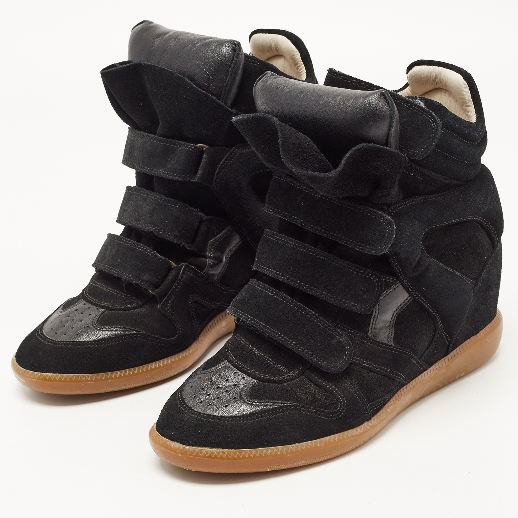 

Isabel Marant Black Suede And Leather Beckett Wedge Sneakers Size