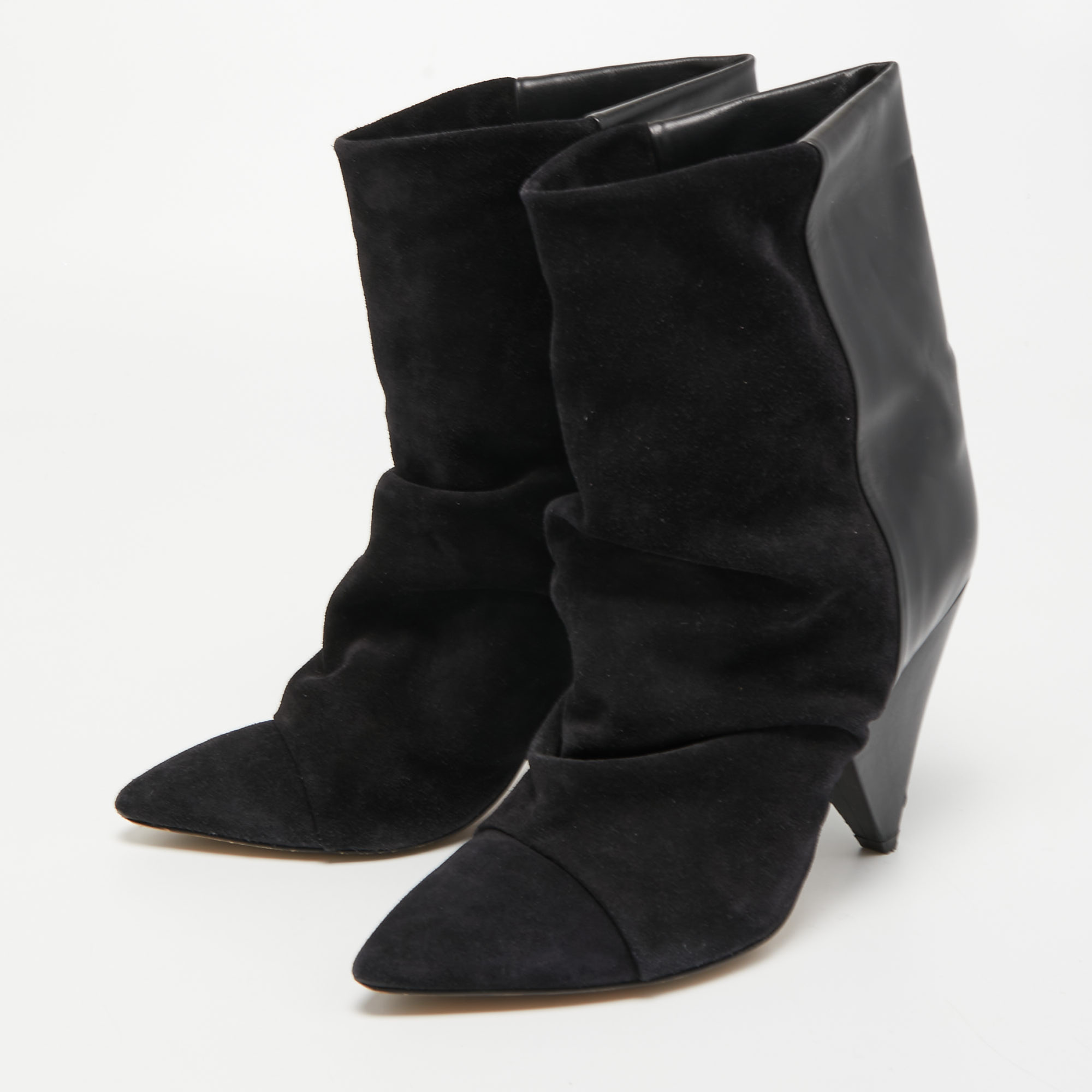 

Isabel Marant Black Suede and Leather Pointed Toe Ankle Booties Size
