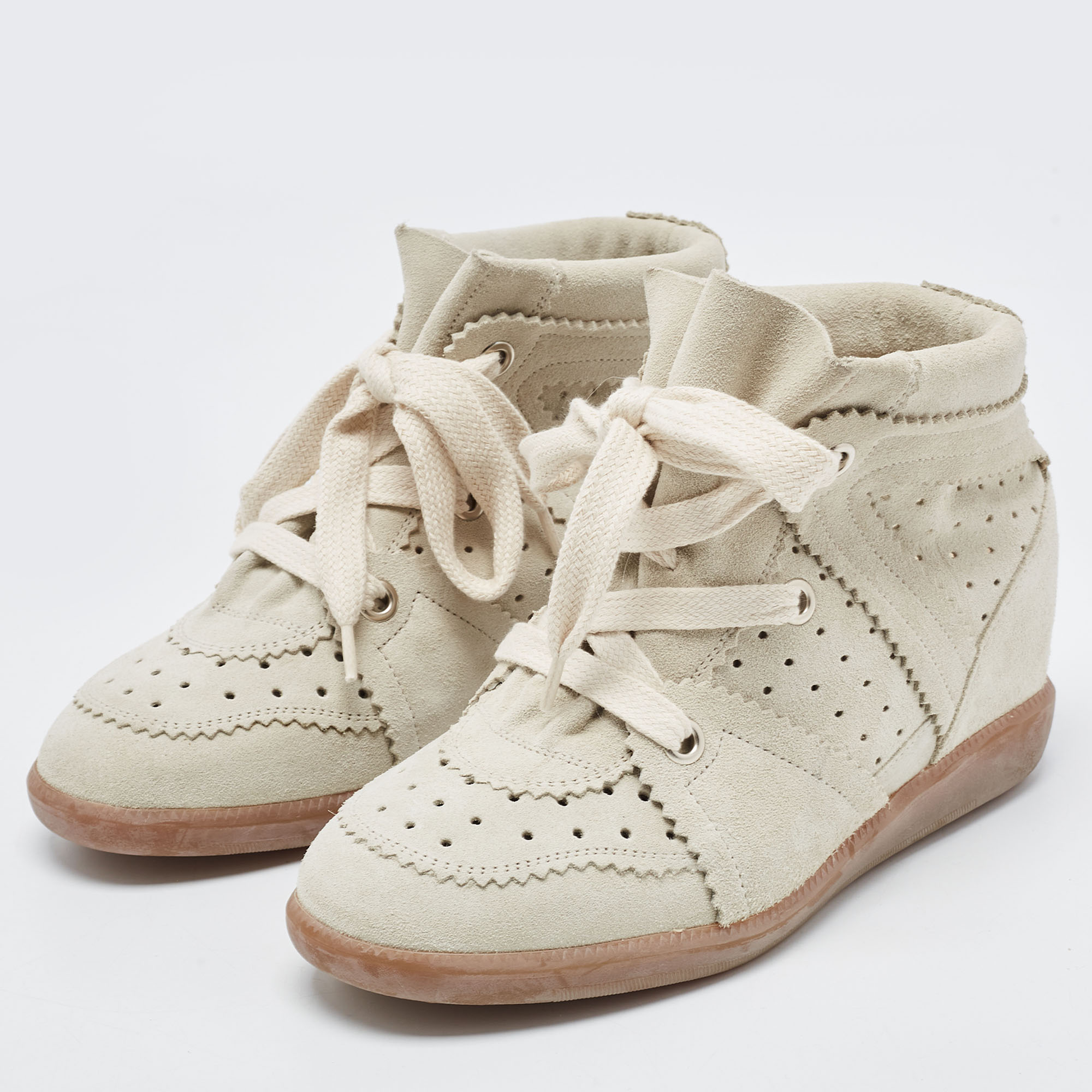 

Isabel Marant Grey Suede Bobby Wedge Sneakers Size