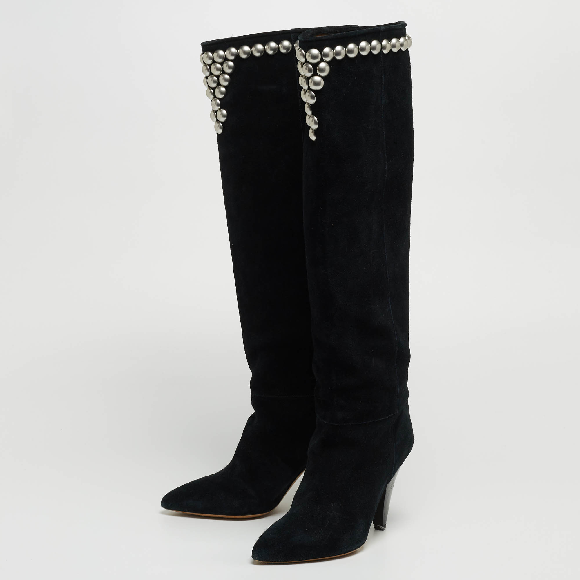 

Isabel Marant Black Suede Pearl Studded Accents Boot Size