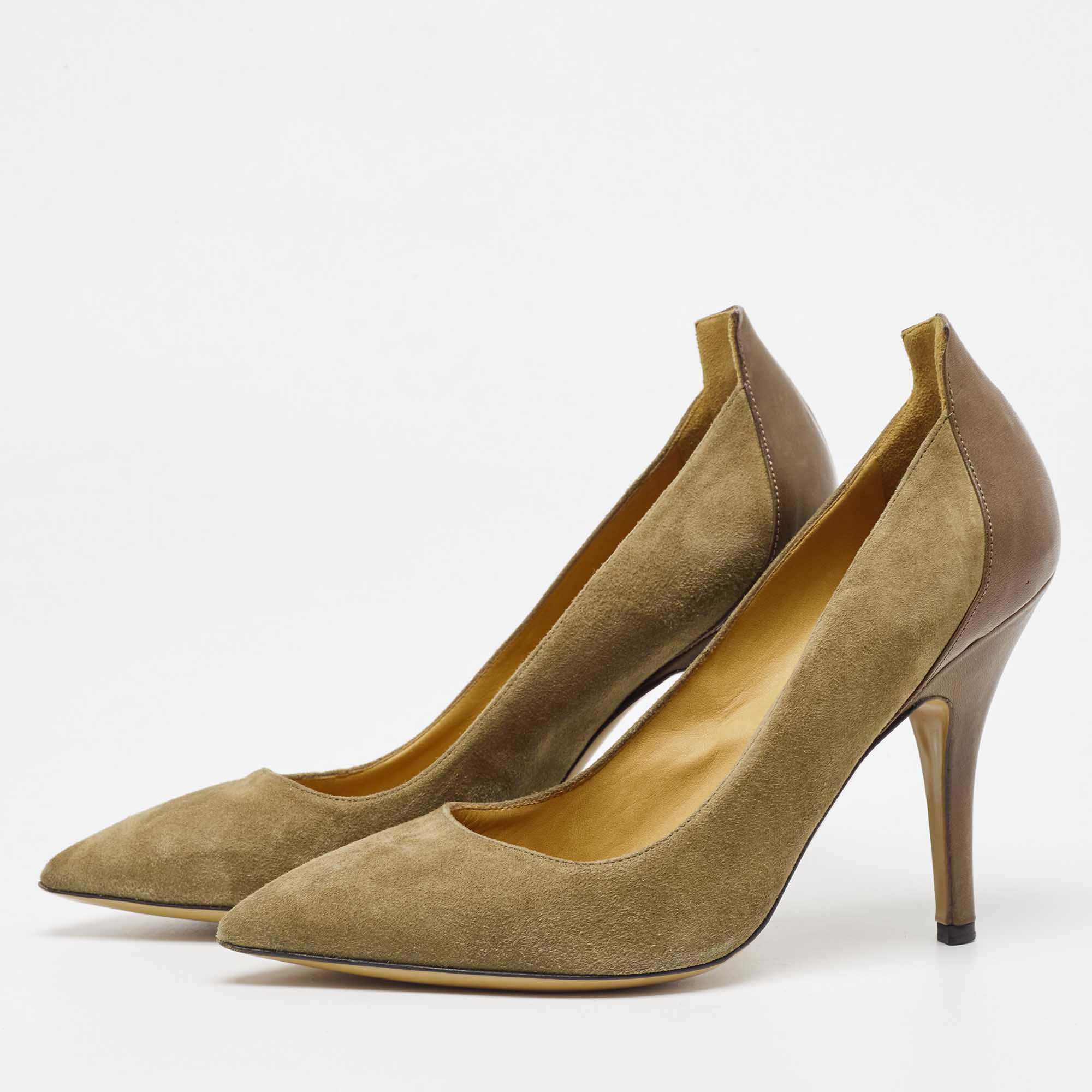 

Isabel Marant Olive Green Suede and Leather Pointed Toe Pumps Size