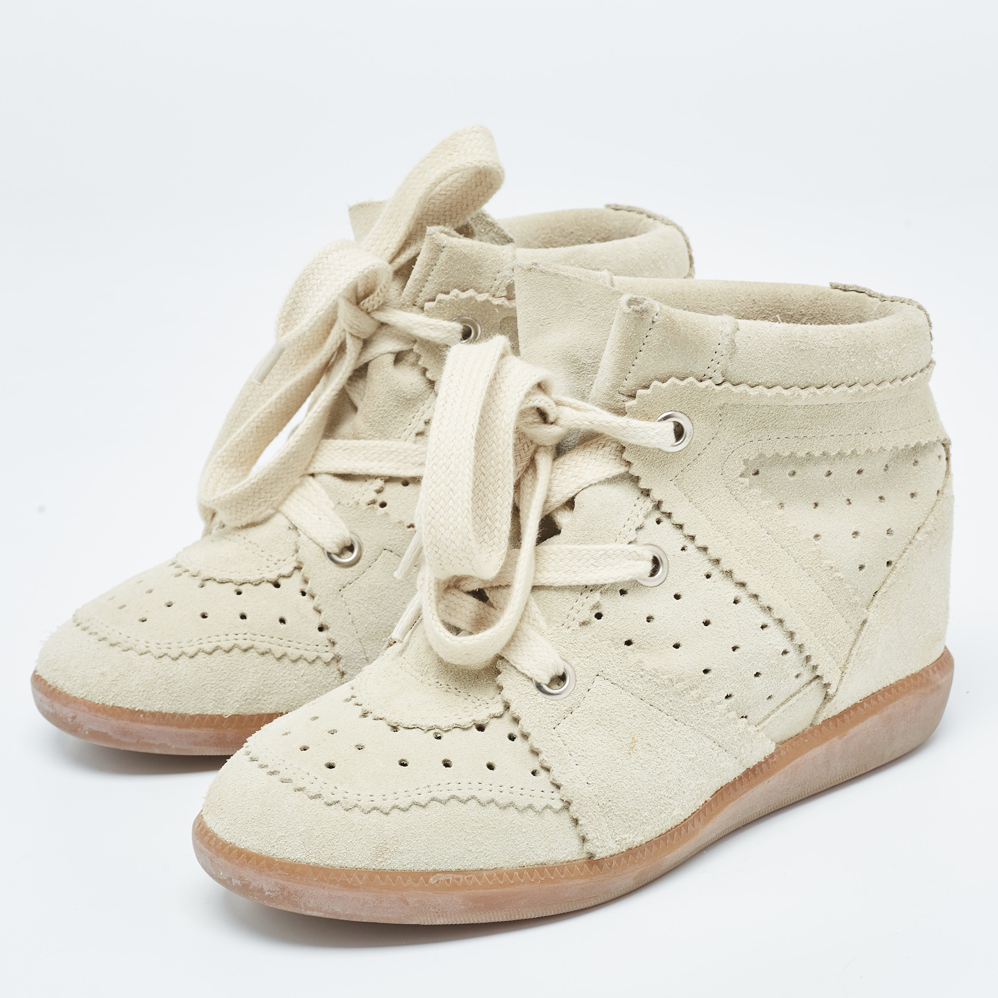 

Isabel Marant Grey Suede Bobby Wedge Sneakers Size