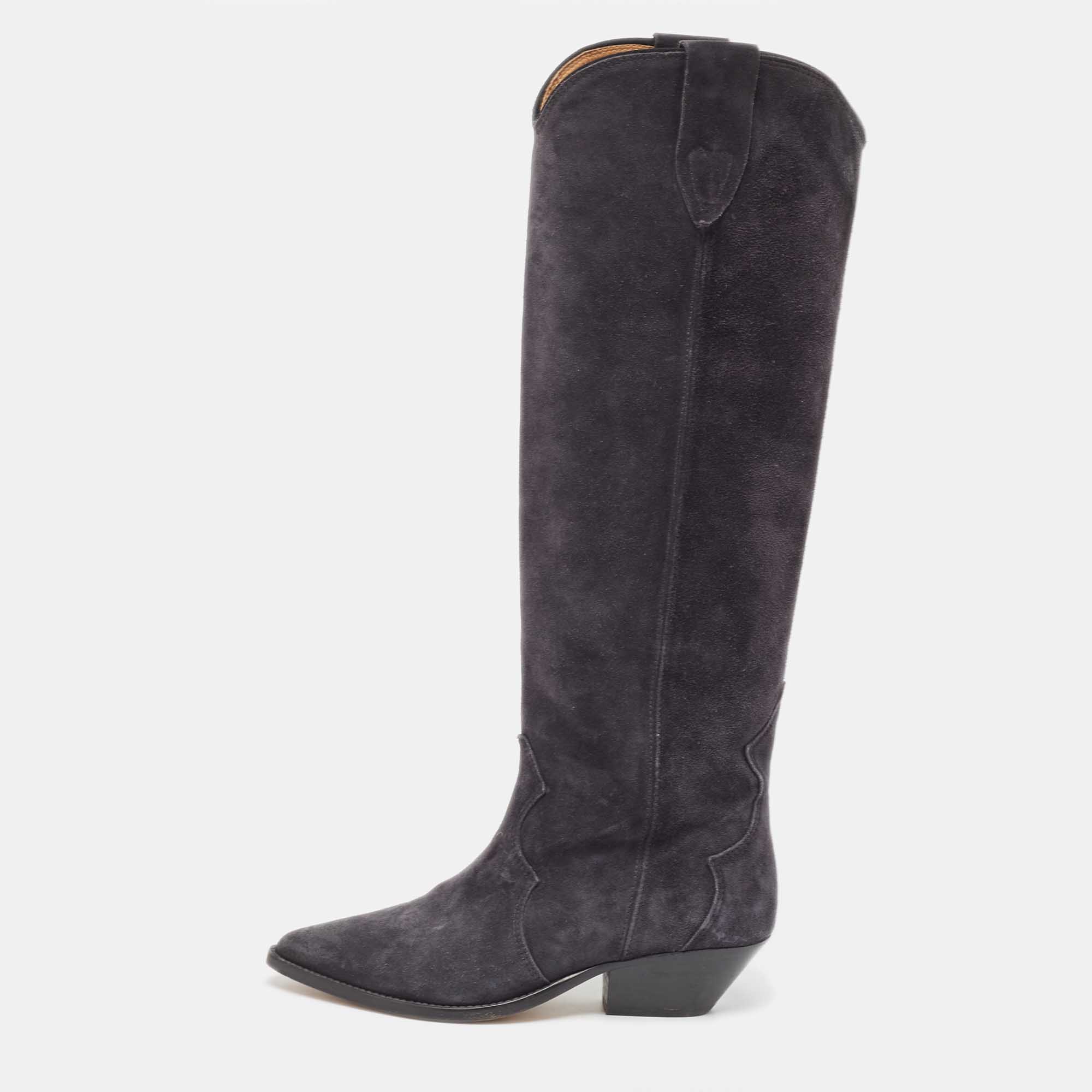 

Isabel Marant Blue Suede Midcalf Boots Size, Navy blue