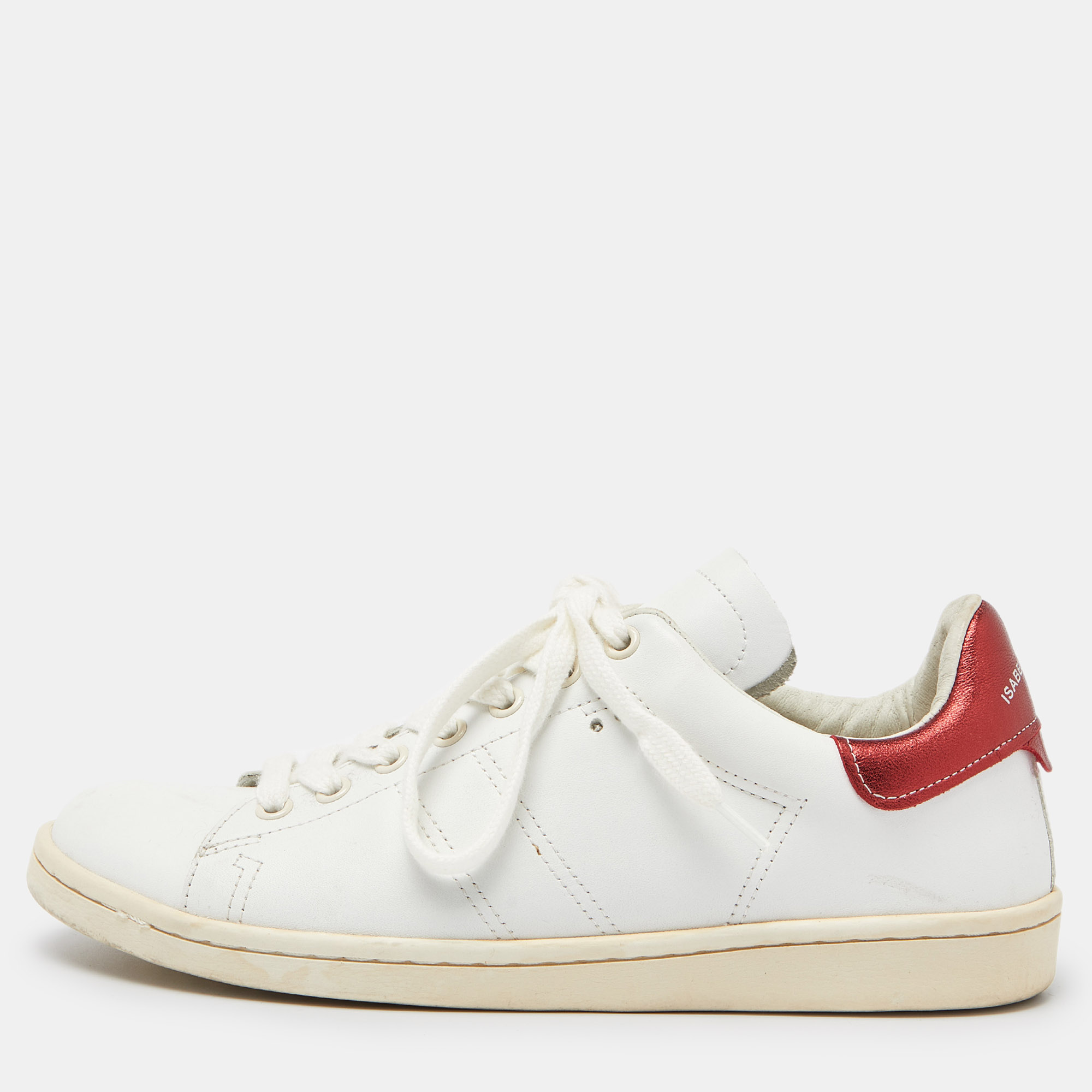 Pre-owned Isabel Marant White Leather Etoile Bart Low-top Sneakers Size 39