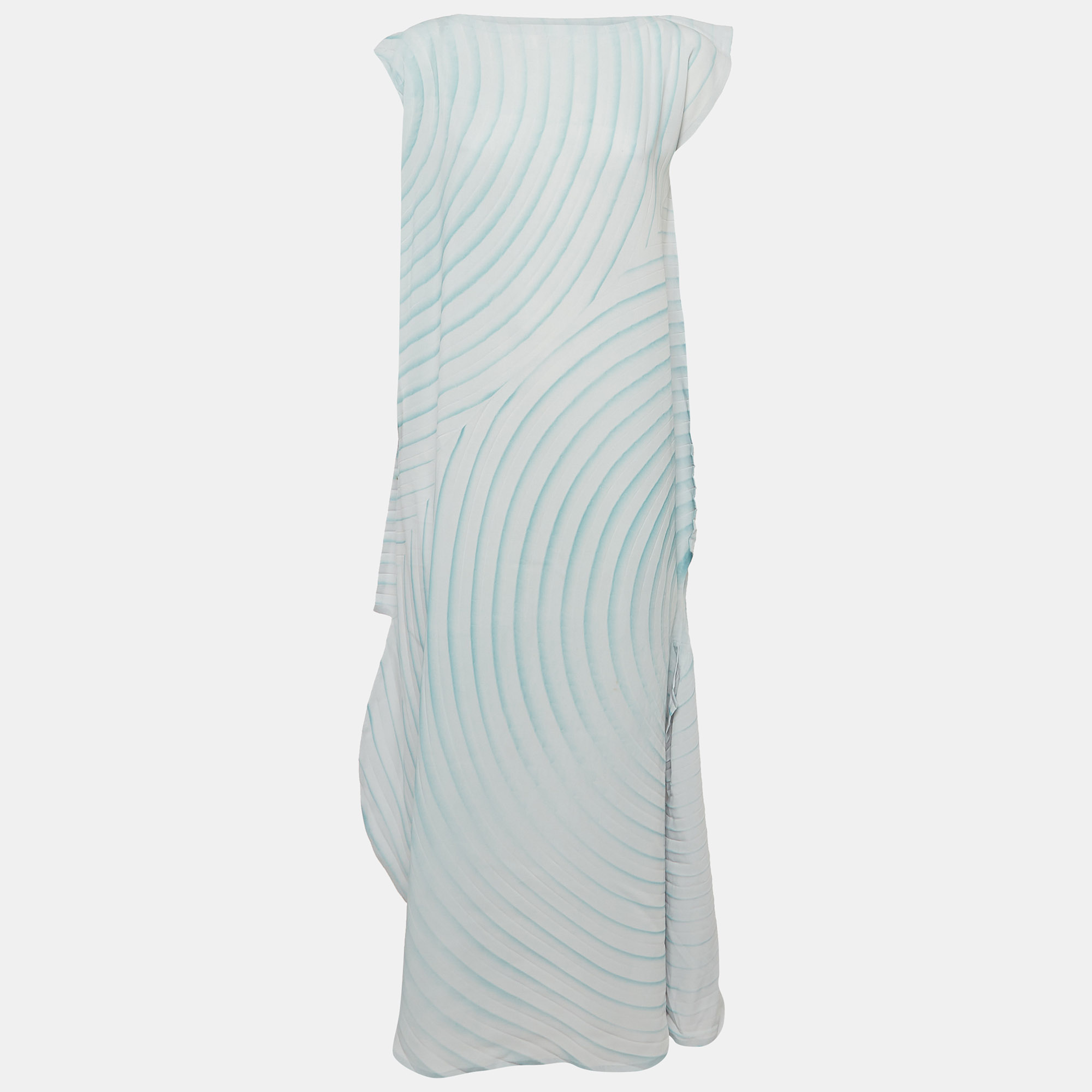 

Issey Miyake Light Purple Crepe Silence Pleats Asymmetric Midi Dress S