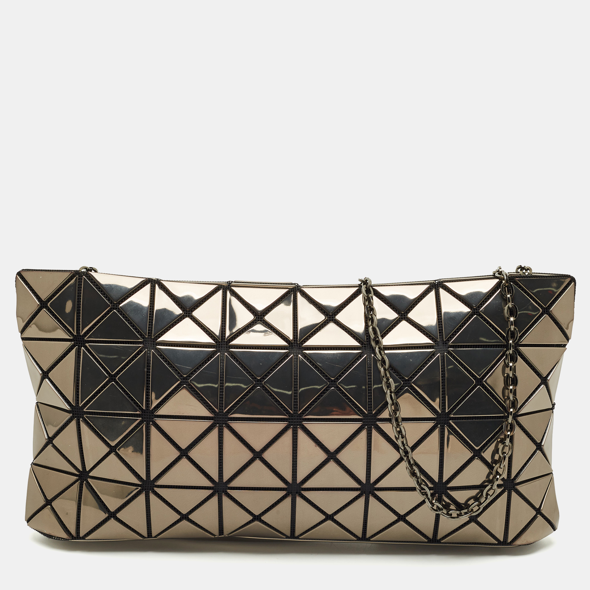 

Issey Miyake Grey/Black PVC and Mesh Bao Bao Chain Clutch