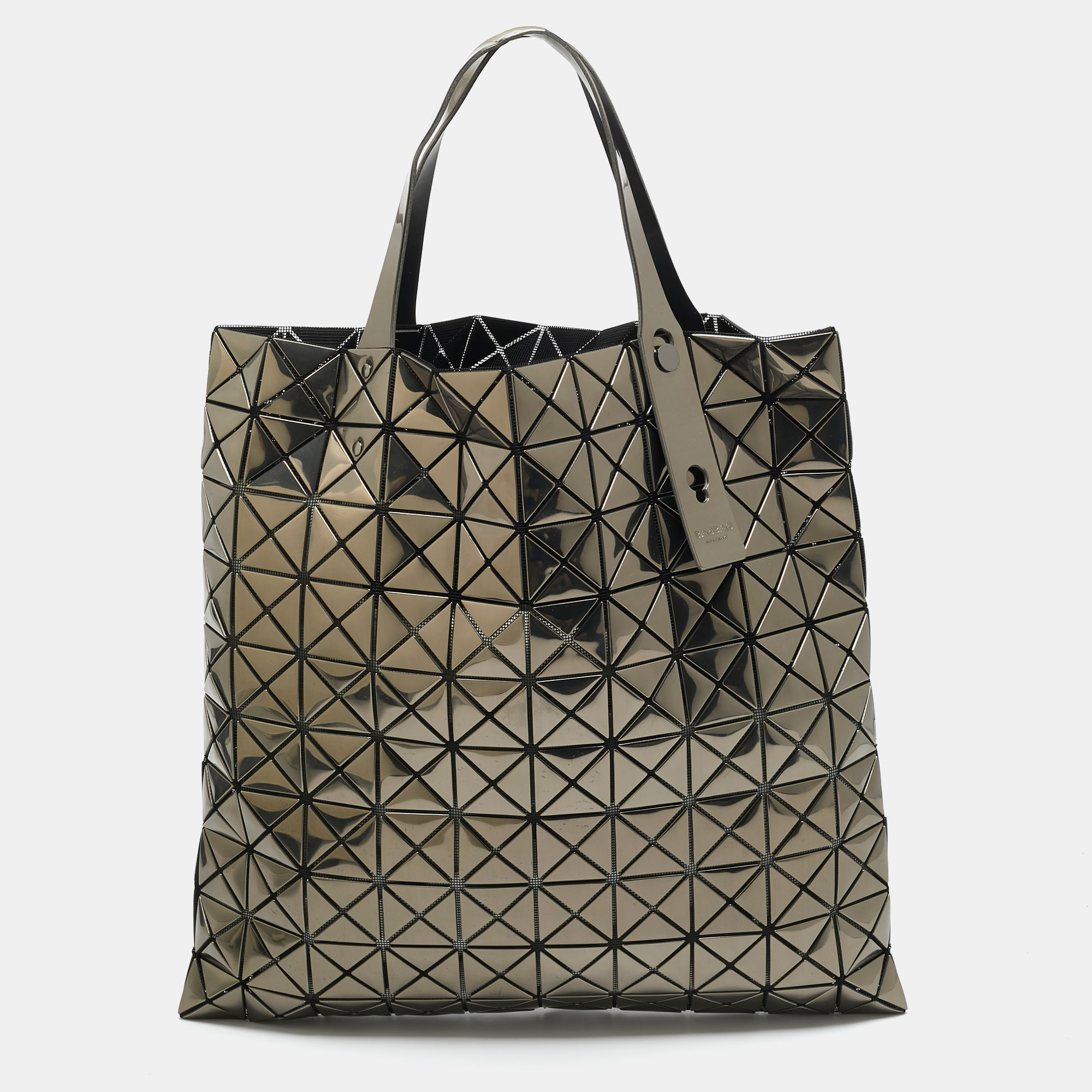 

Issey Miyake Metallic/Black PVC and Mesh Bao Bao Tote