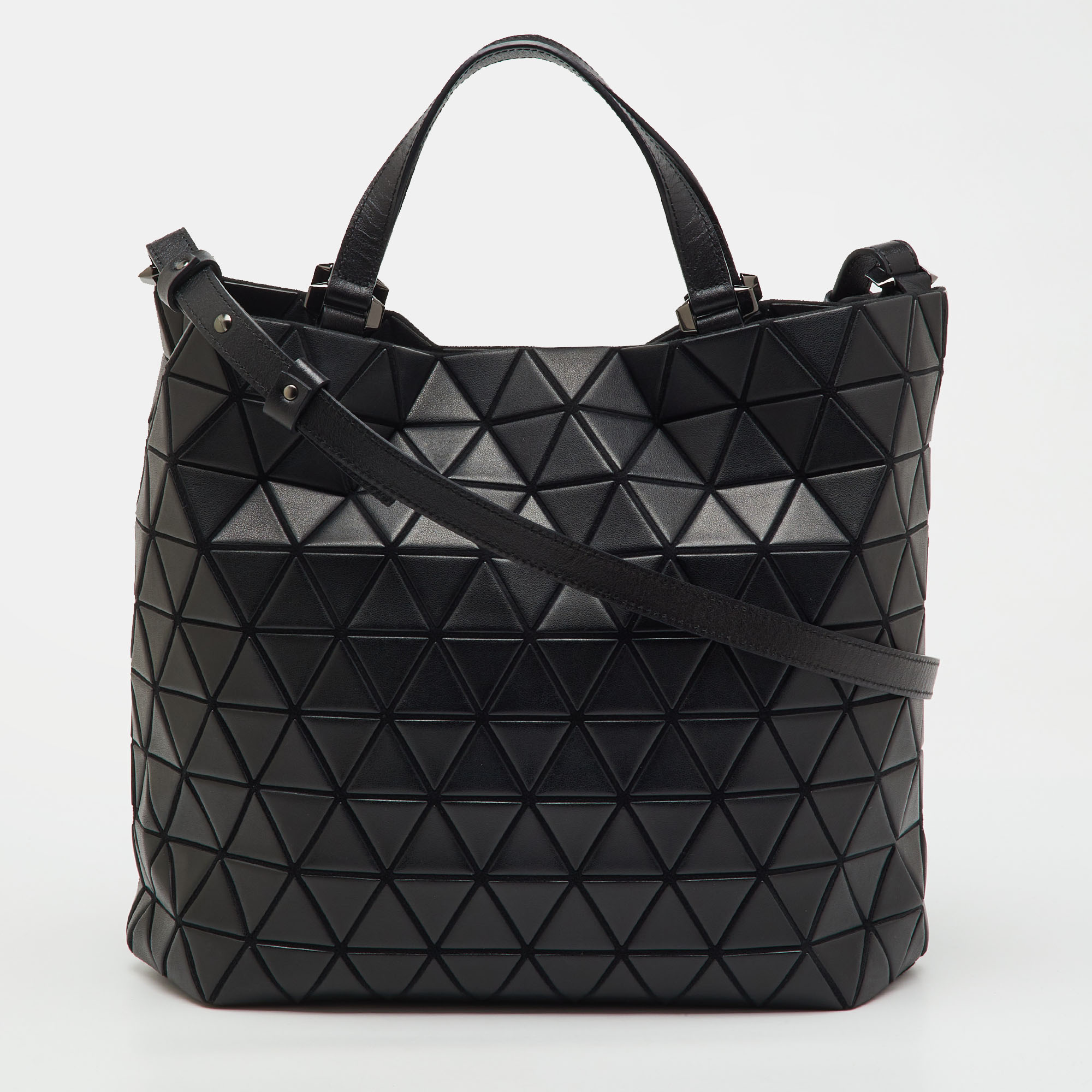 Pre-owned Issey Miyake Black Synthetic Leather And Fabric Prism Bao Bao Tote