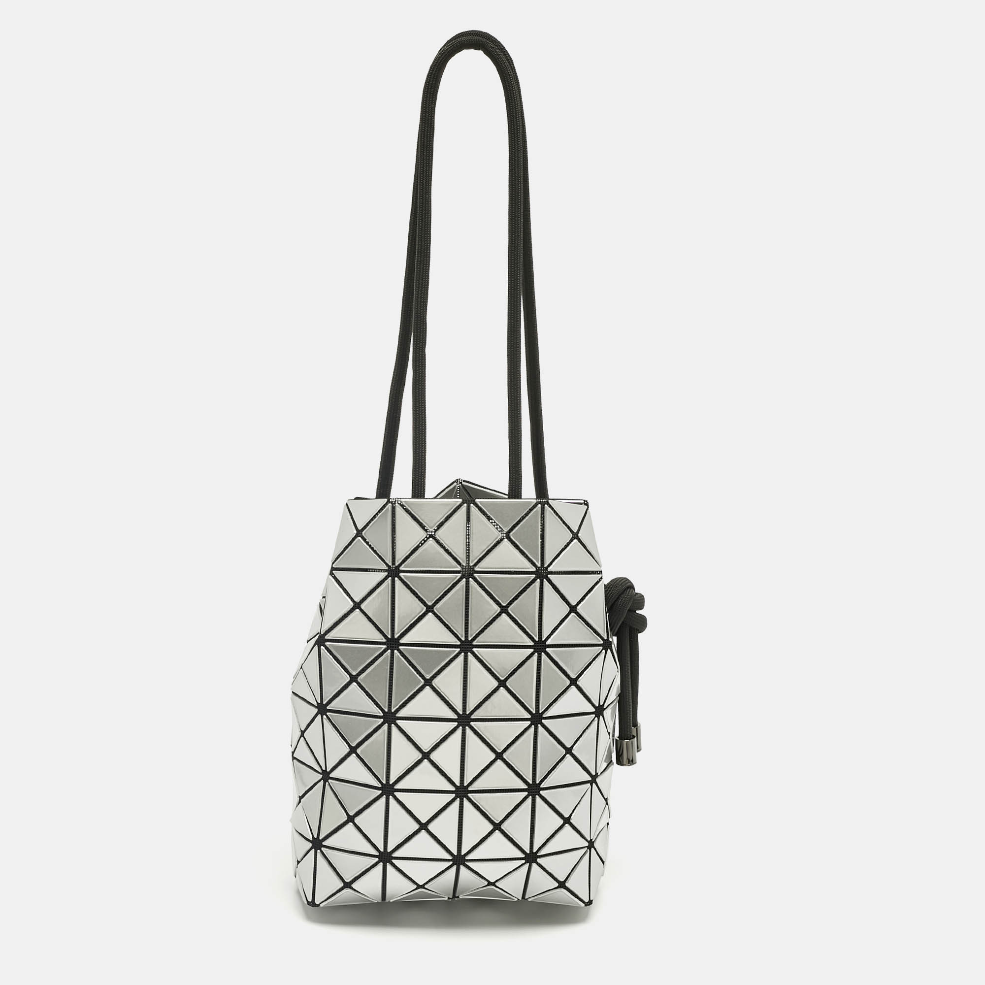 

Issey Miyake Black/Grey Mesh and PVC Bao Bao Wring Bucket Bag