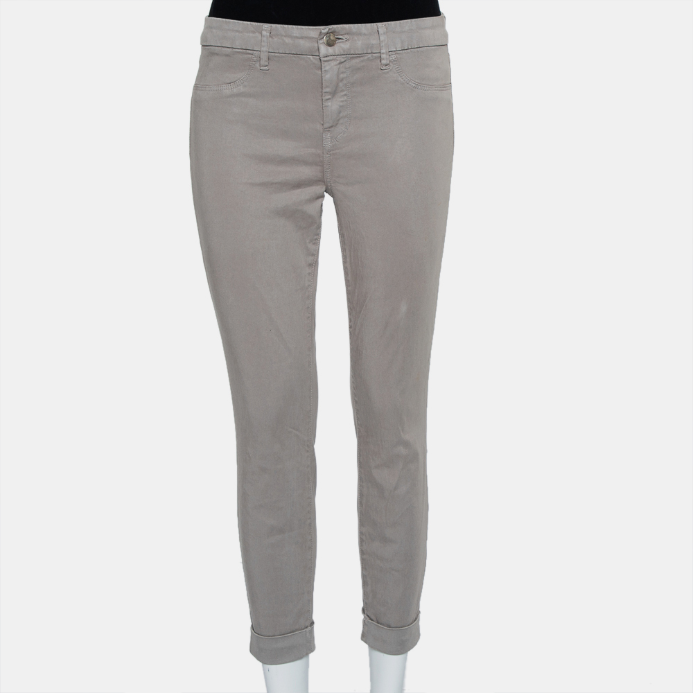 Pre-owned J Brand Stone Lyocell & Cotton Ankle Cuff Anja Trousers M In Grey