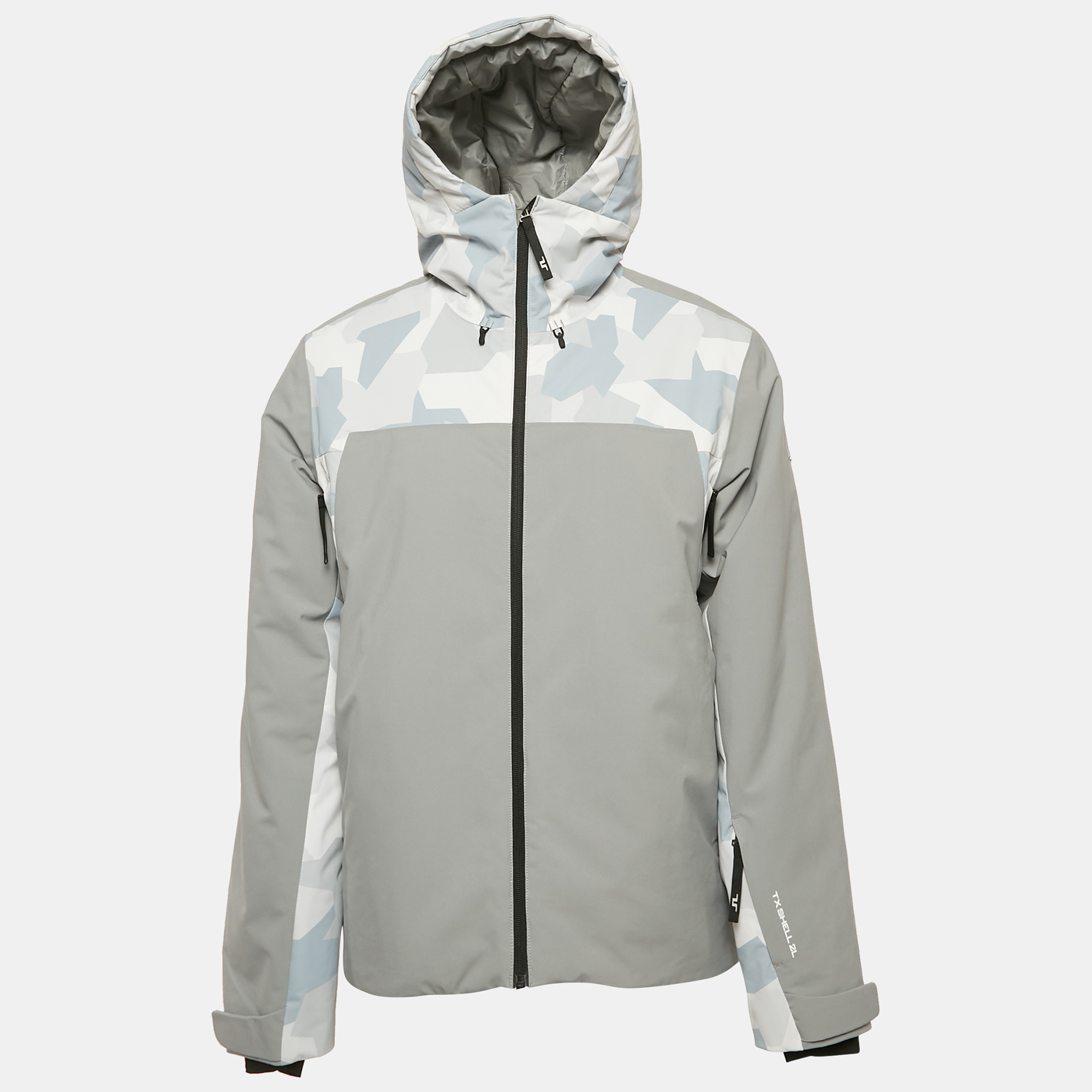 

J. Mendel Grey Synthetic Zip-Up Hooded Base Champ Ski Jacket M