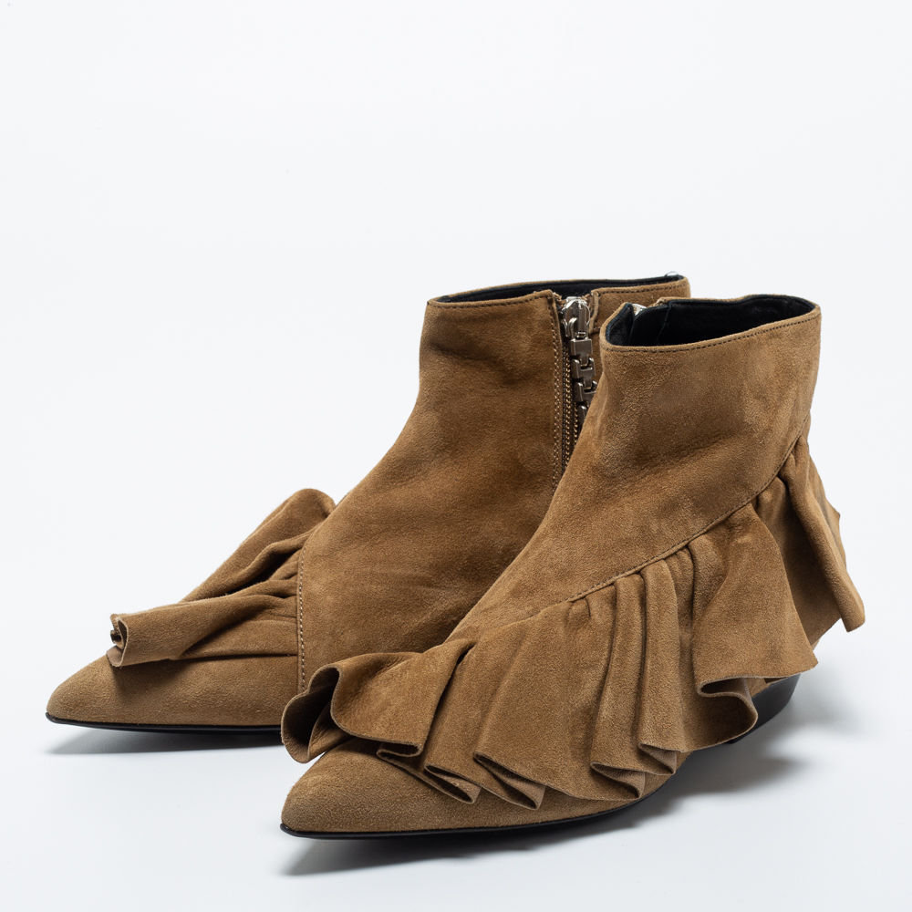 

J.W.Anderson Brown Suede Ruffle Boots Size