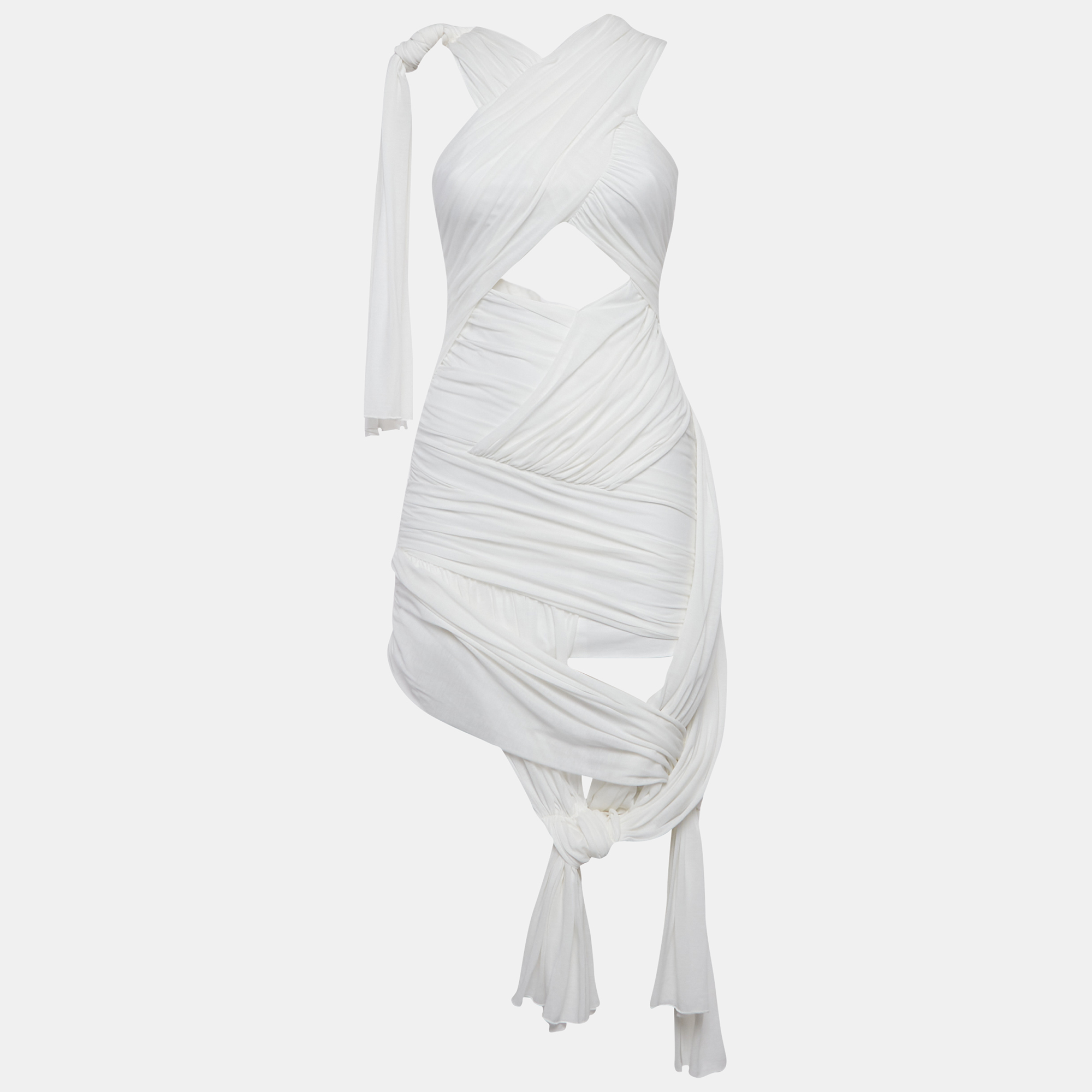 

J.W.Anderson White Jersey Draped Cut-Out Style Midi Dress XS