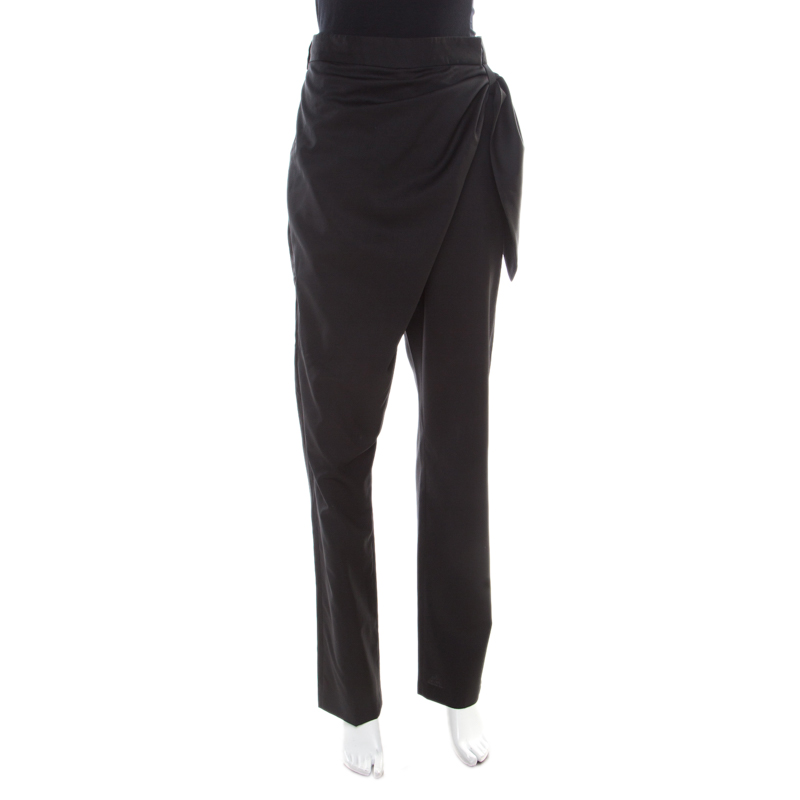 

J.W.Anderson Black Wool Draped Crossover Front Detail Pants