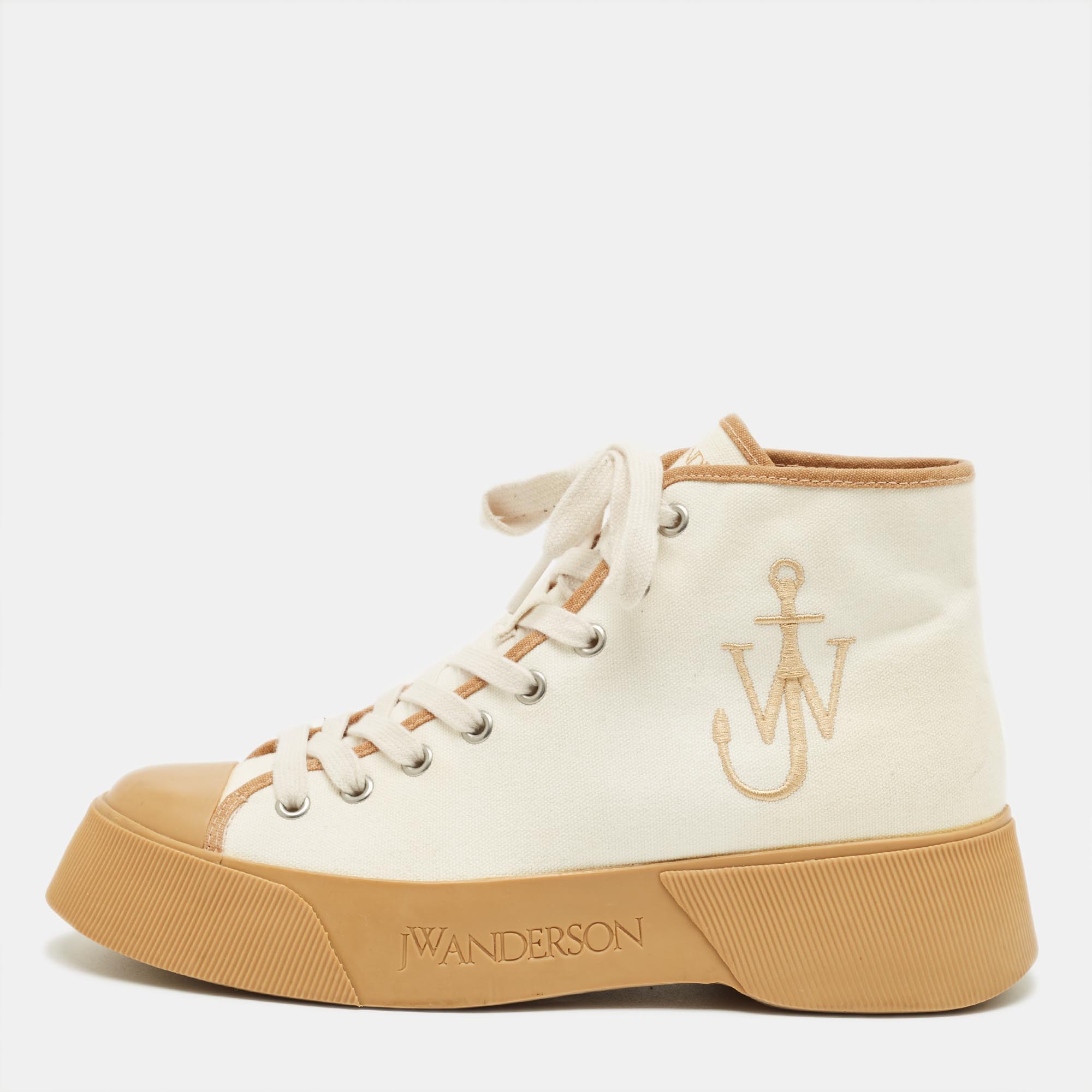 JW ANDERSON Pre-owned Size 42 White Leather High Top Sneakers