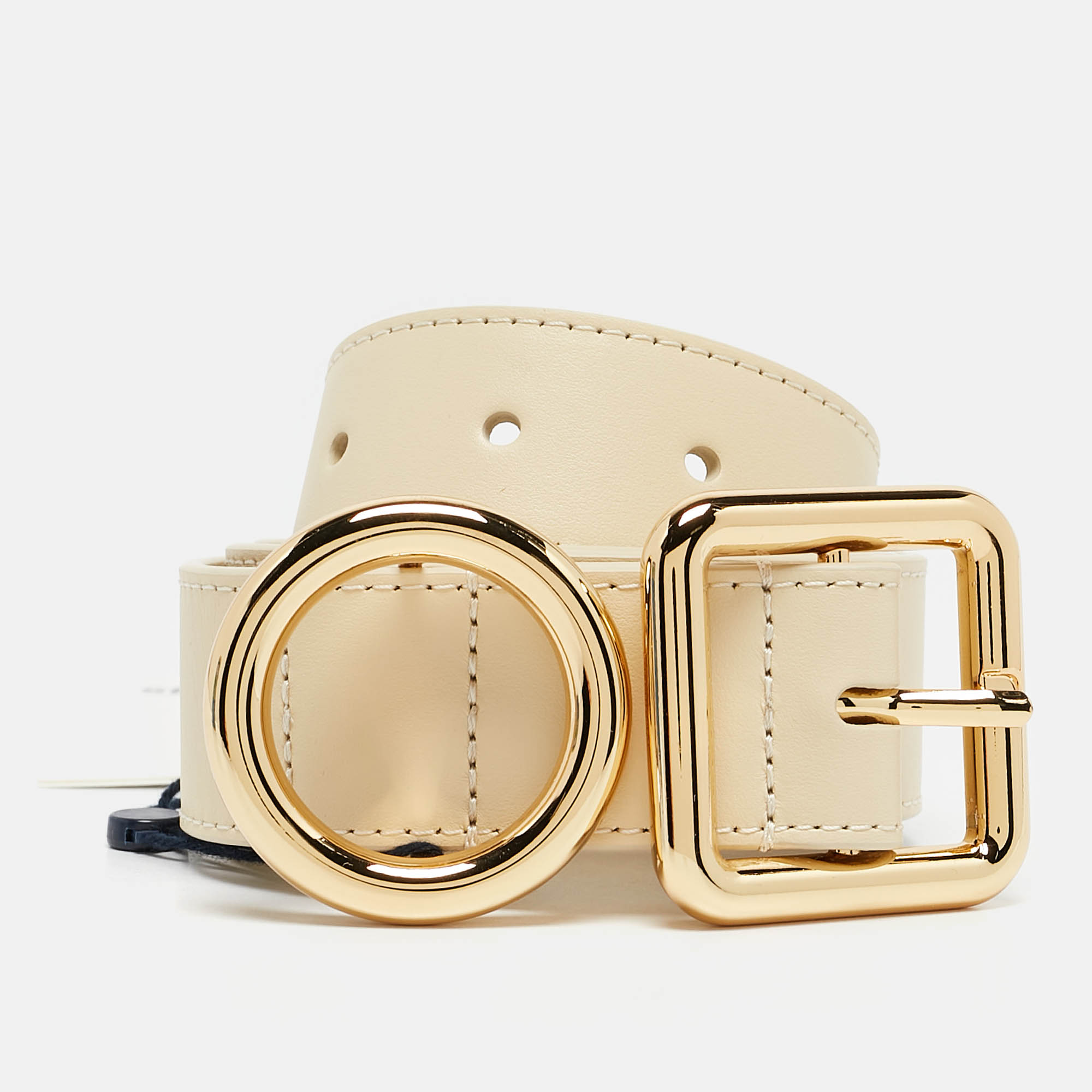 

Jacquemus Ivory White Leather The Regalo Buckle Belt 80CM